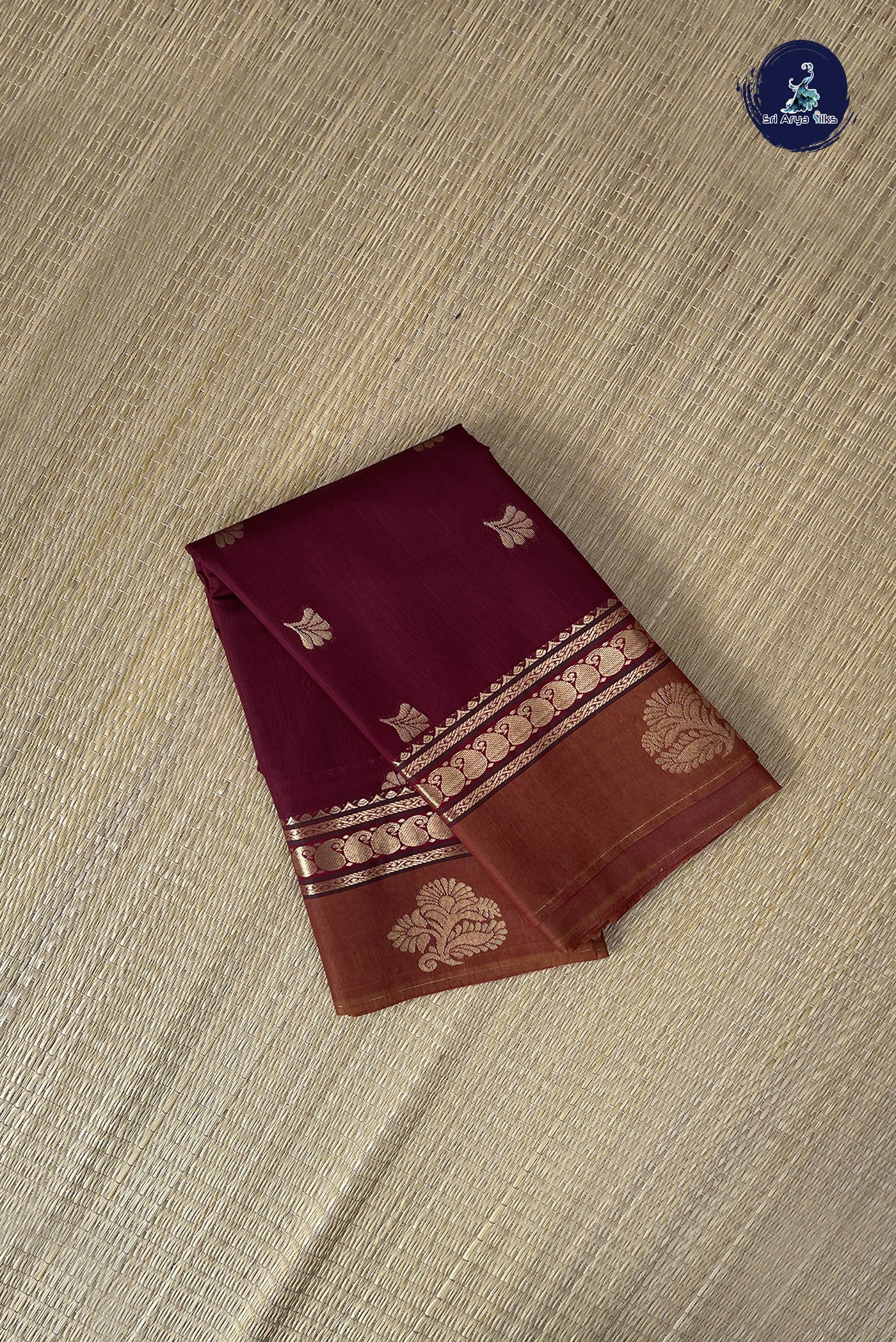 Dual Tone Brown Budget Semi Silk Cotton Saree With Zari Buttas Pattern