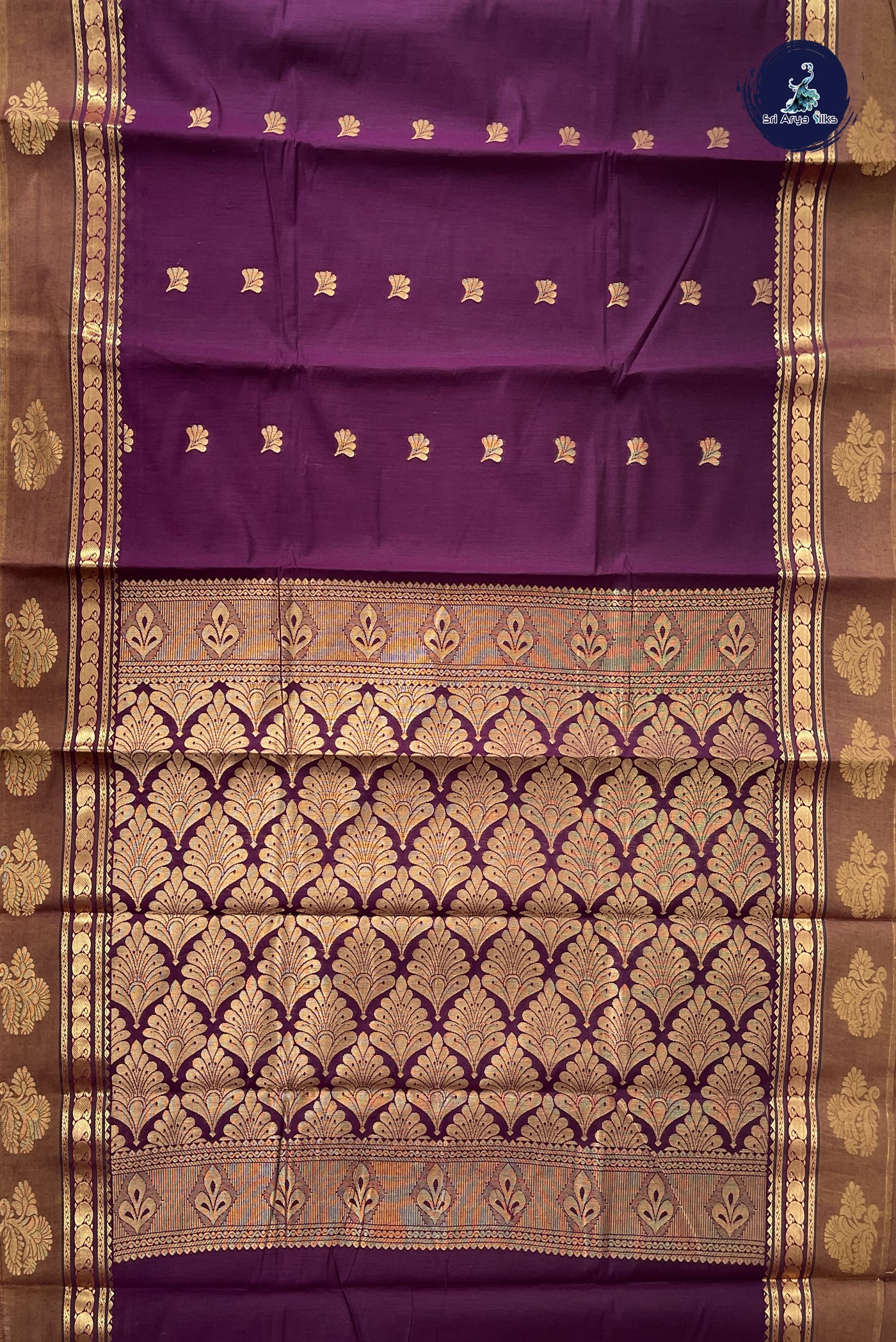 Burgundy Budget Semi Silk Cotton Saree With Zari Buttas Pattern