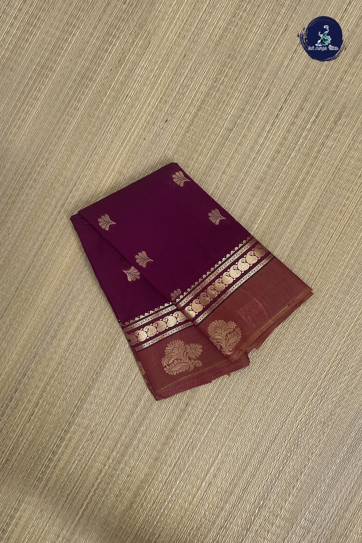 BeetRoot Shade Budget Semi Silk Cotton Saree With Zari Buttas Pattern