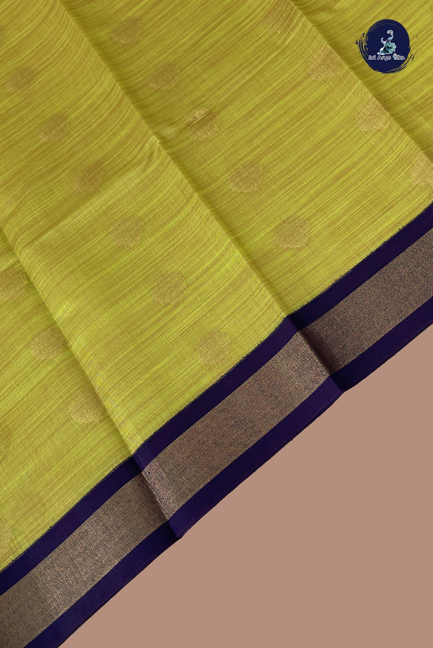Lime Green Budget Semi Silk Cotton Saree With Zari Buttas Pattern
