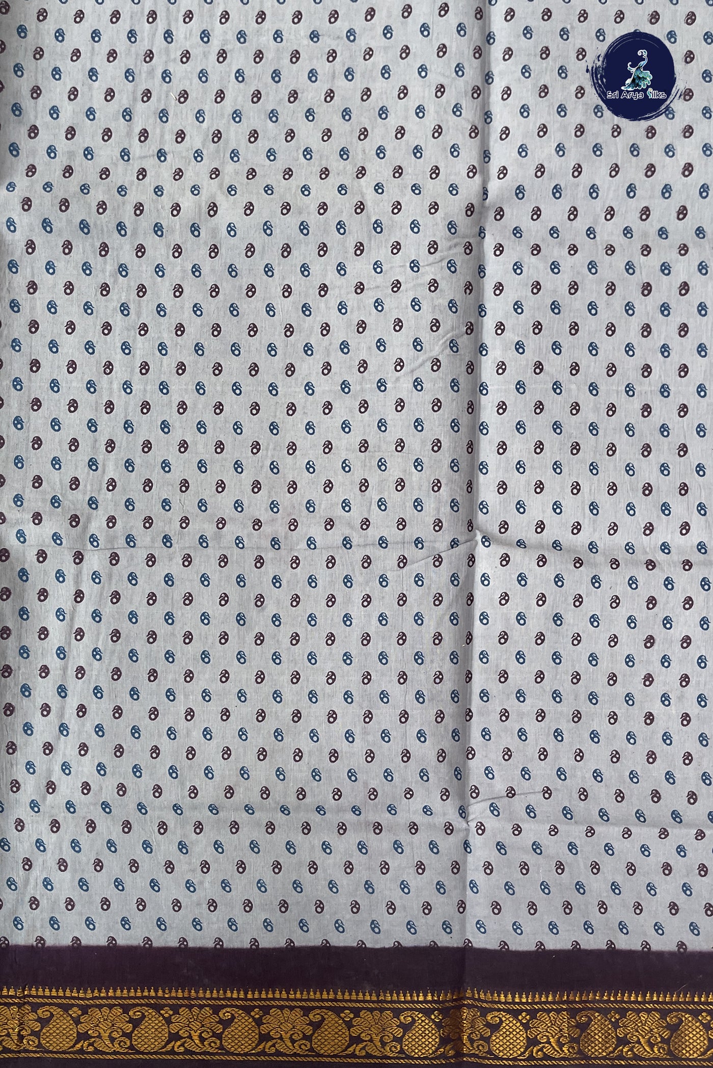 Grey Cotton Saree With Printed Pattern