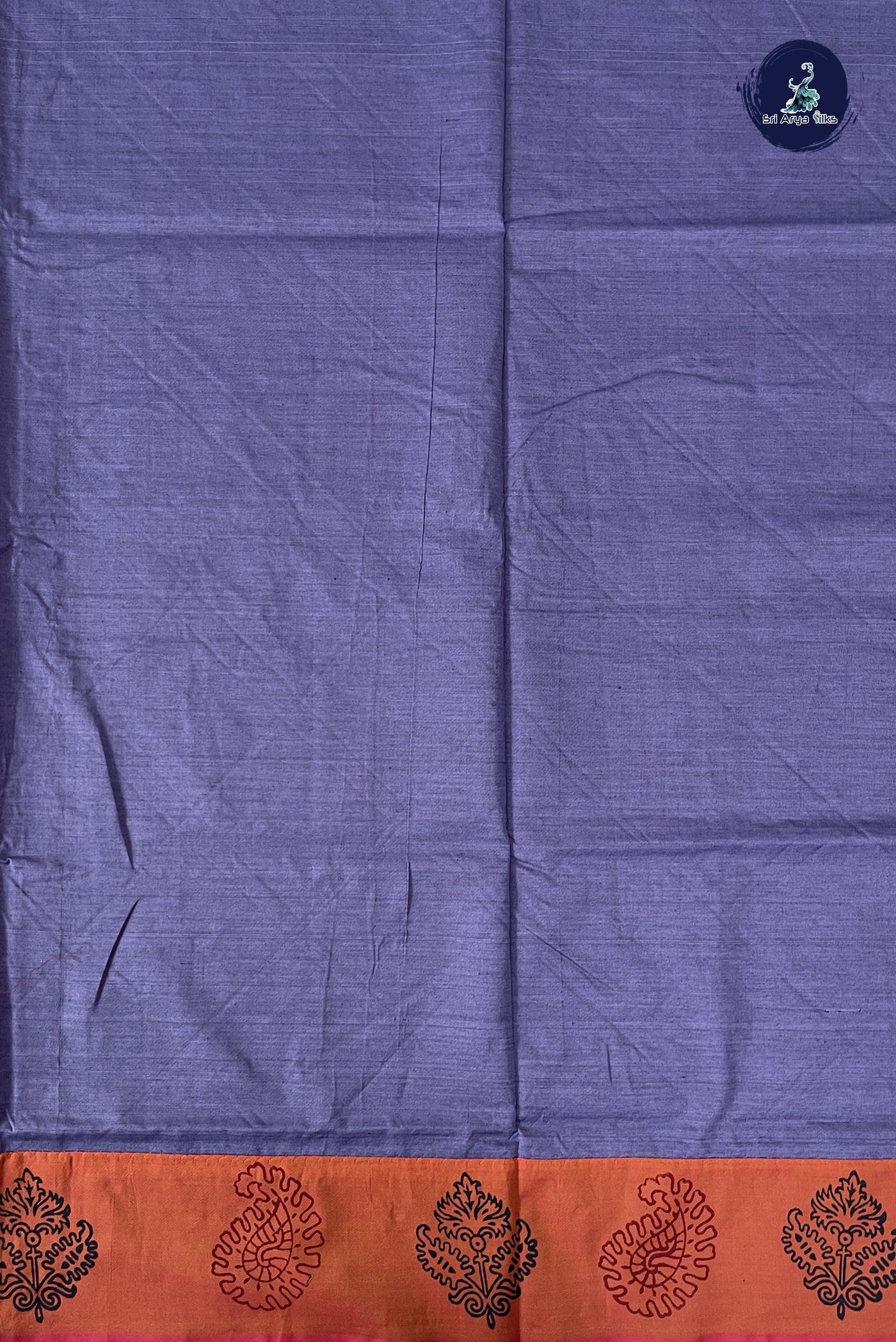 Lavender Cotton Saree With Printed Pattern