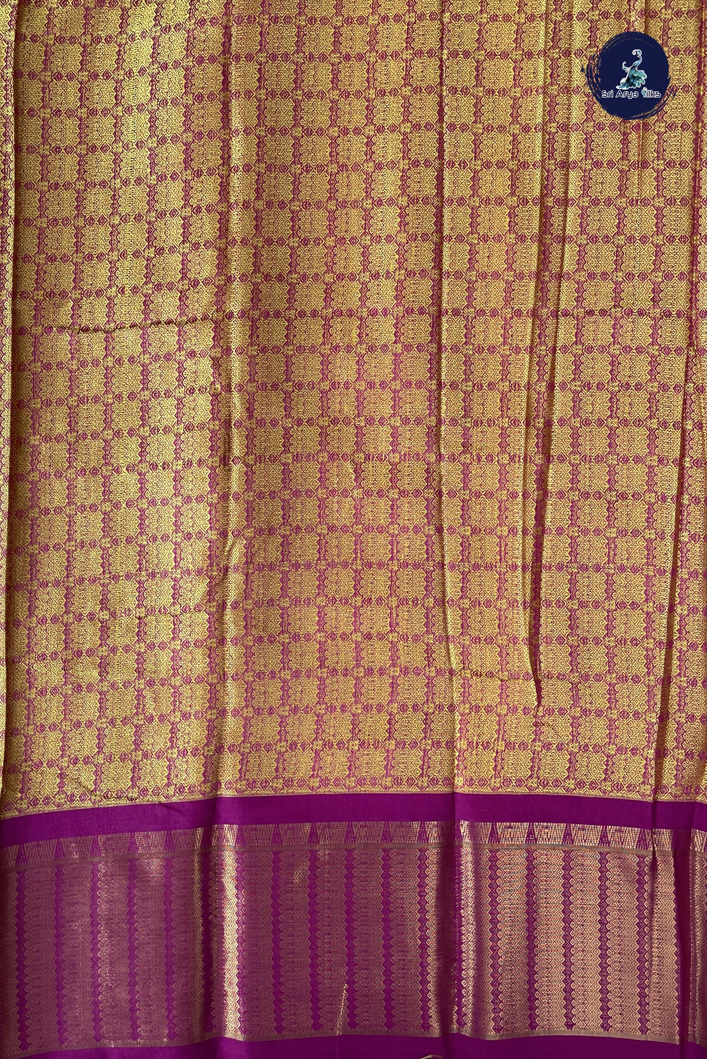 Pinkish yellow Semi Banarasi Saree With Embossed Pattern