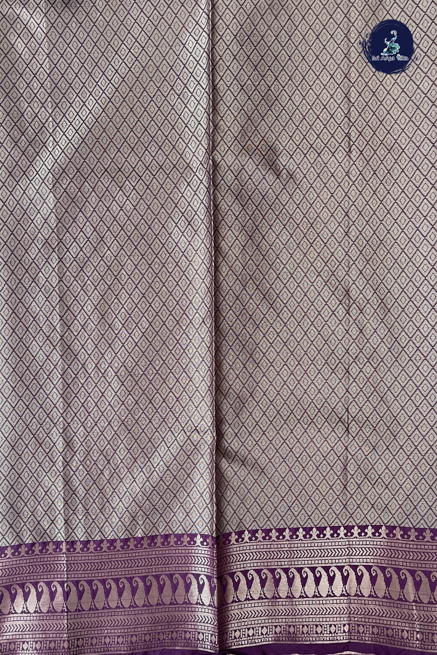Purple Semi Banarasi Saree With Zari Woven Pattern