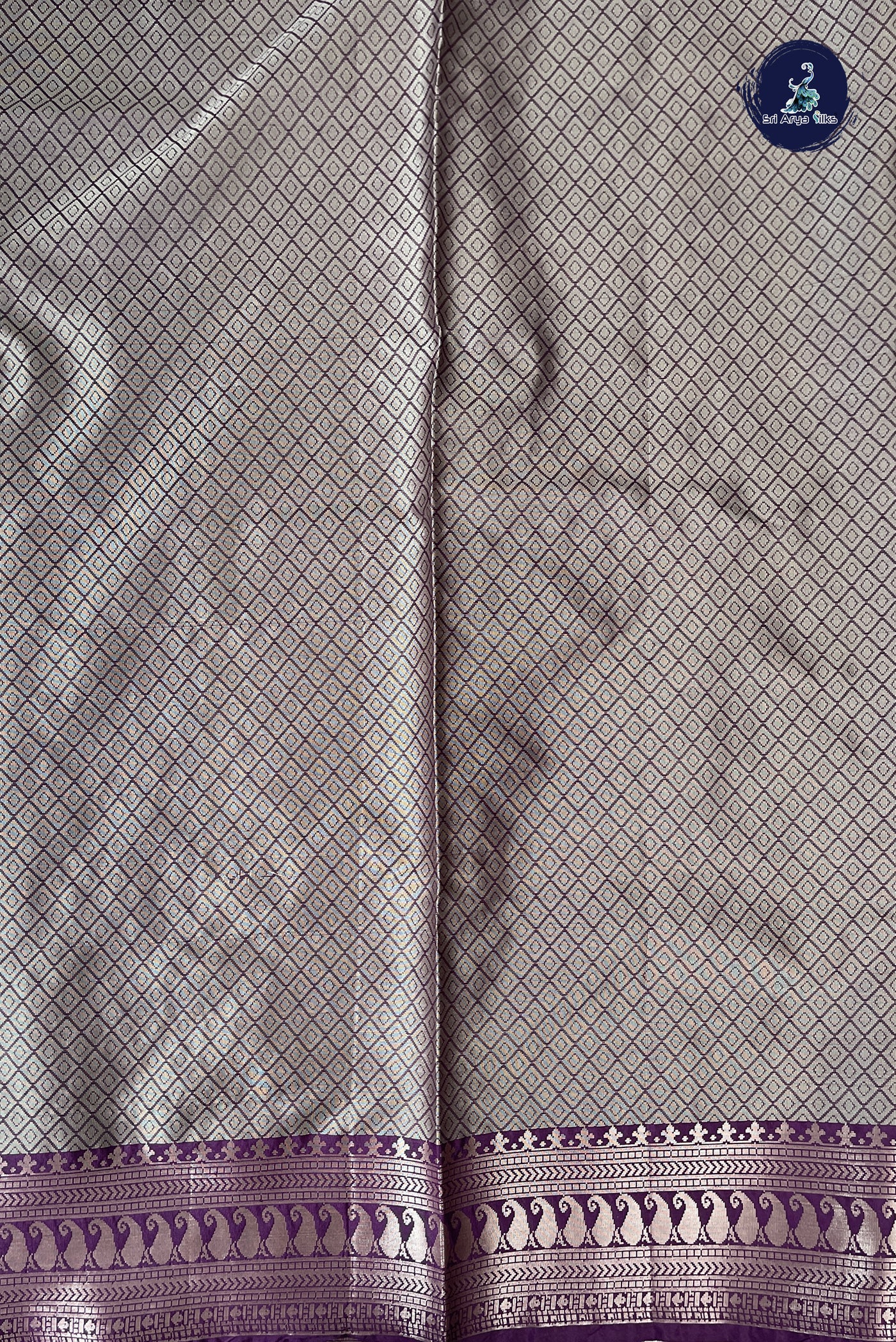 Dual Tone Violet Semi Banarasi Saree With Zari Woven Pattern