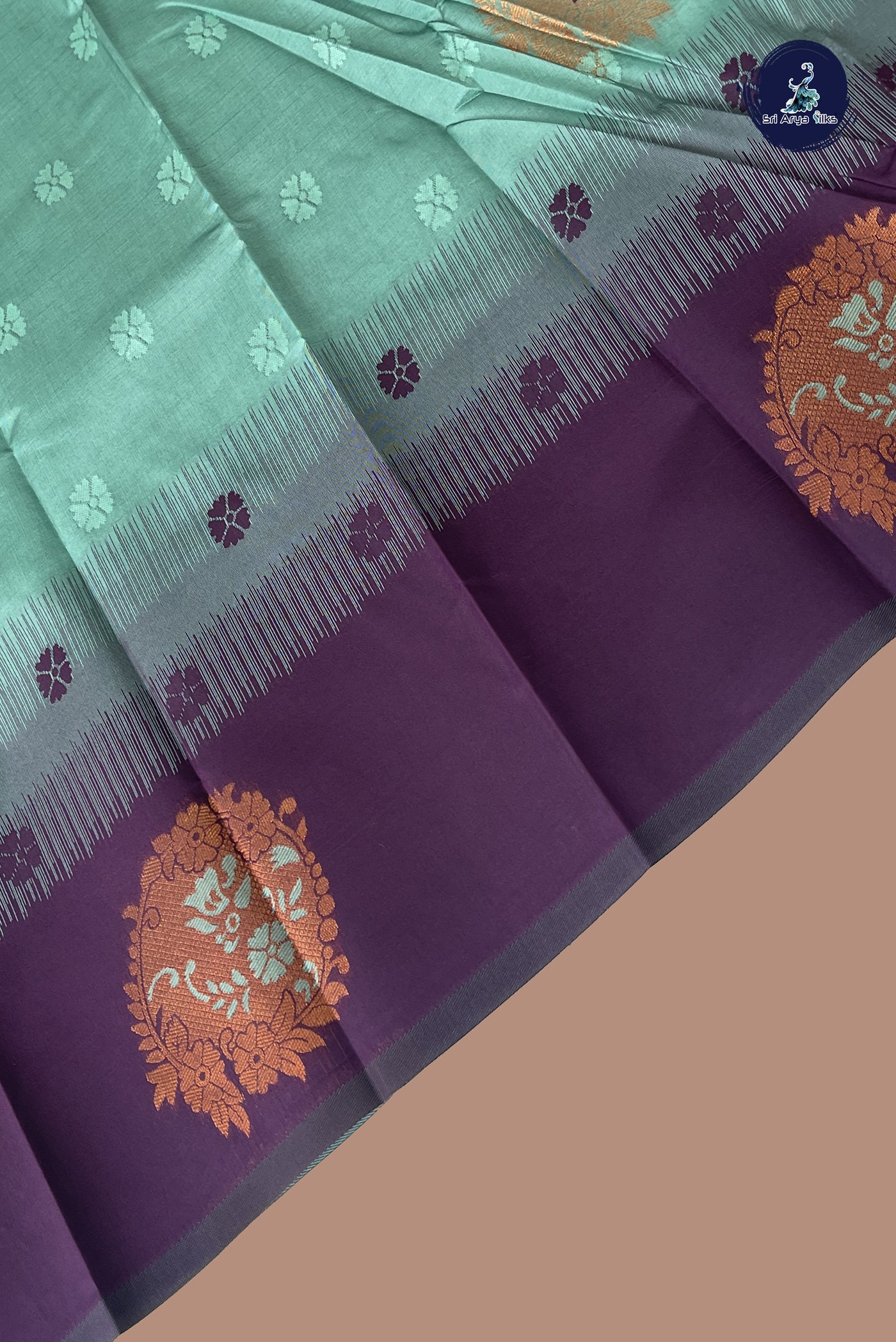 Green Budget Semi Silk Cotton Saree With Buttas Pattern