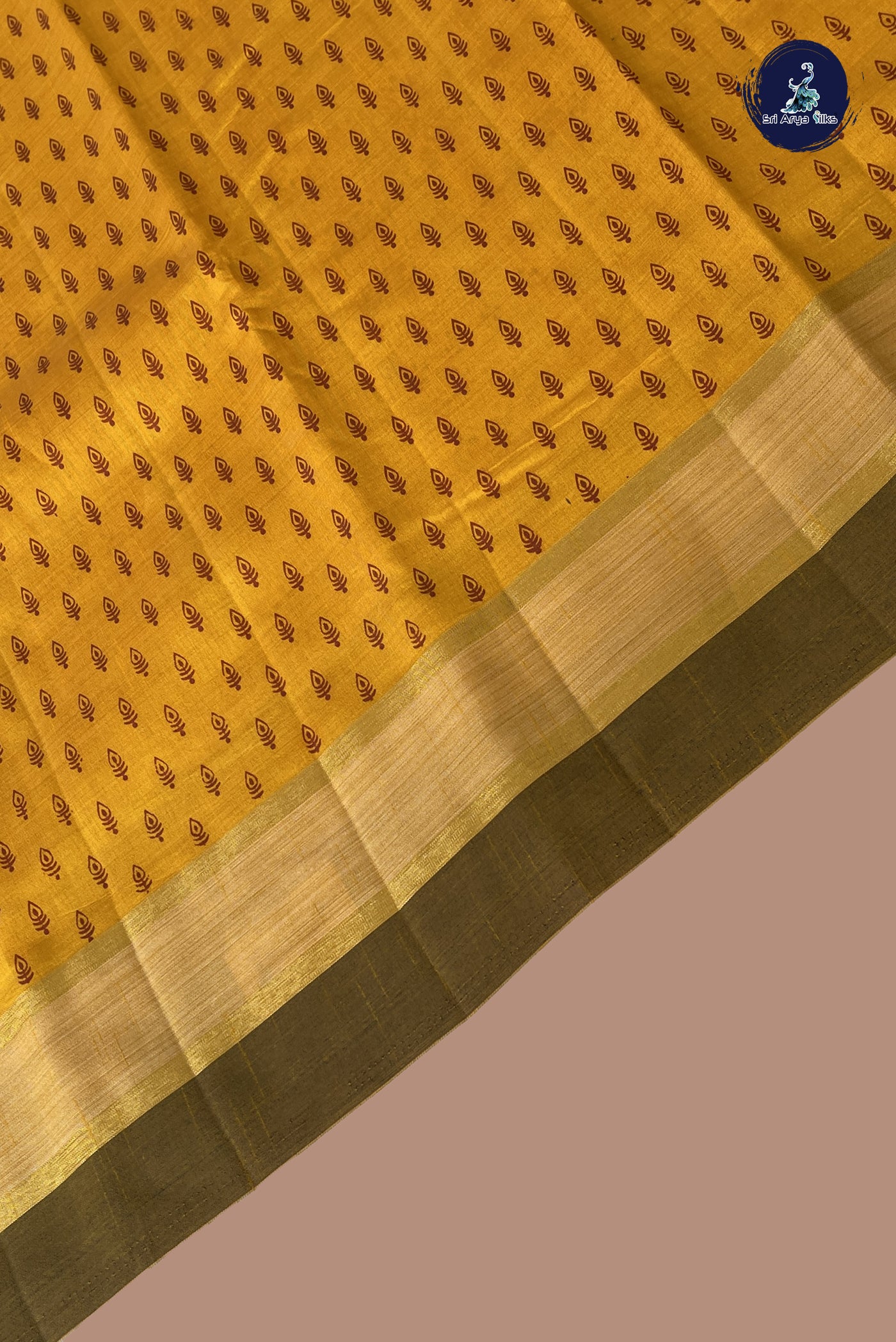 Yellow Semi Tussar Saree With Printed Pattern