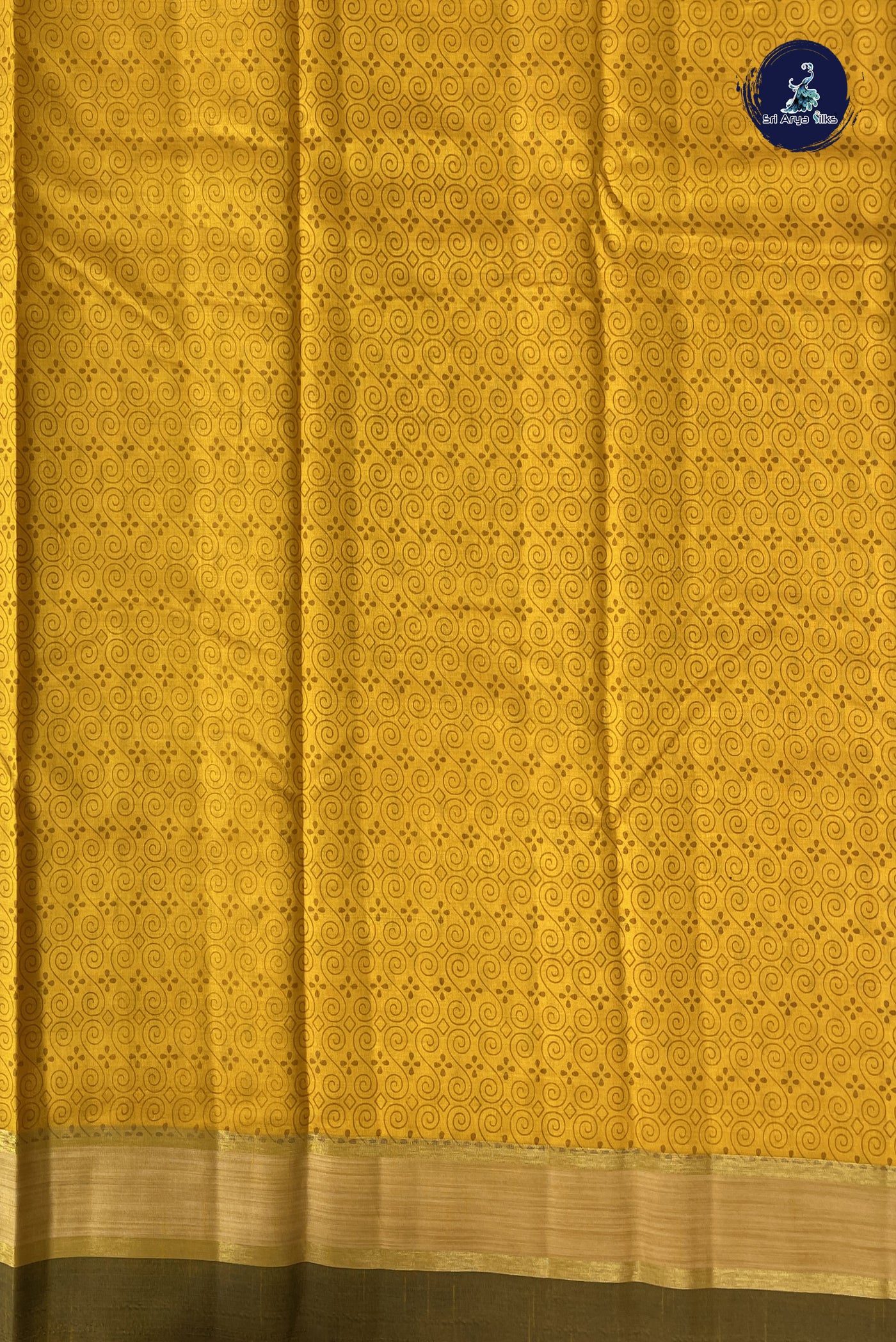 Yellow Semi Tussar Saree With Printed Pattern