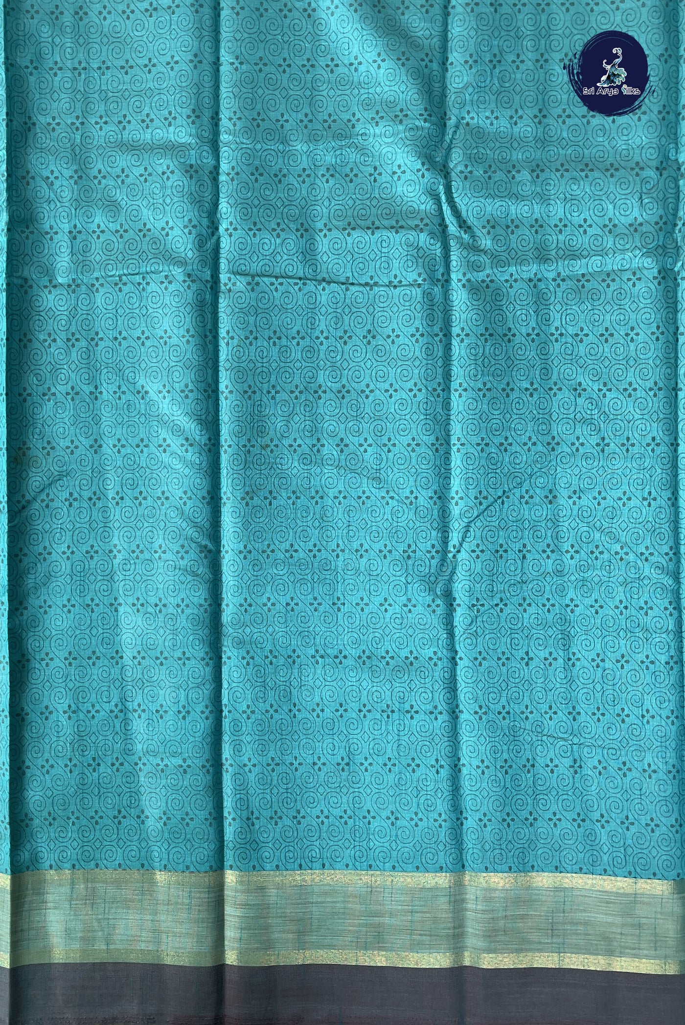 Blue Semi Tussar Saree With Printed Pattern