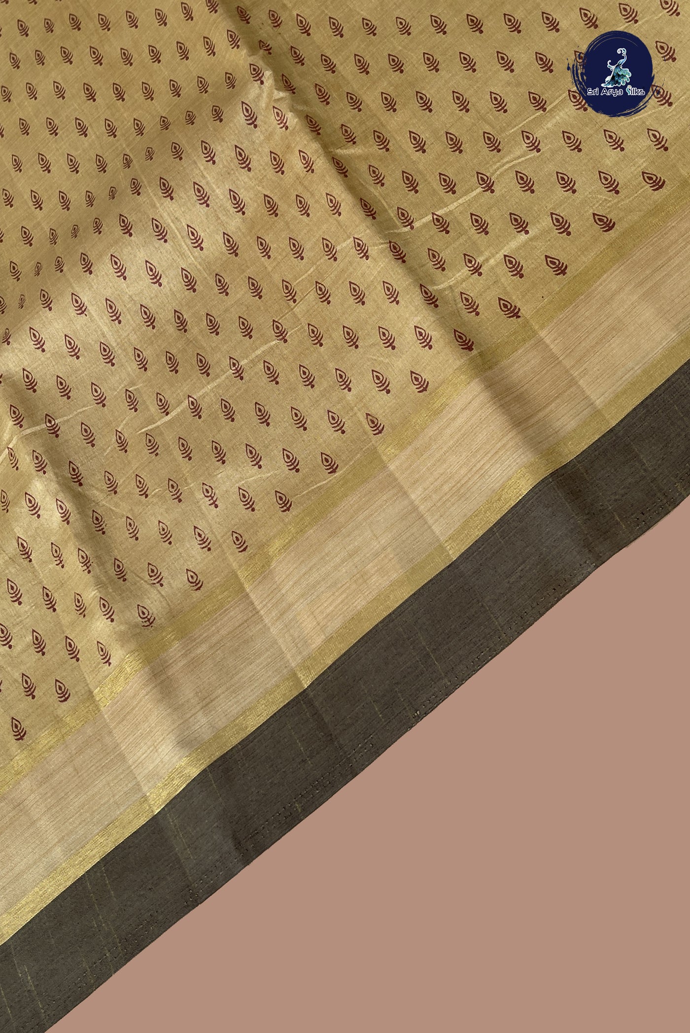 Cream Semi Tussar Saree With Printed Pattern