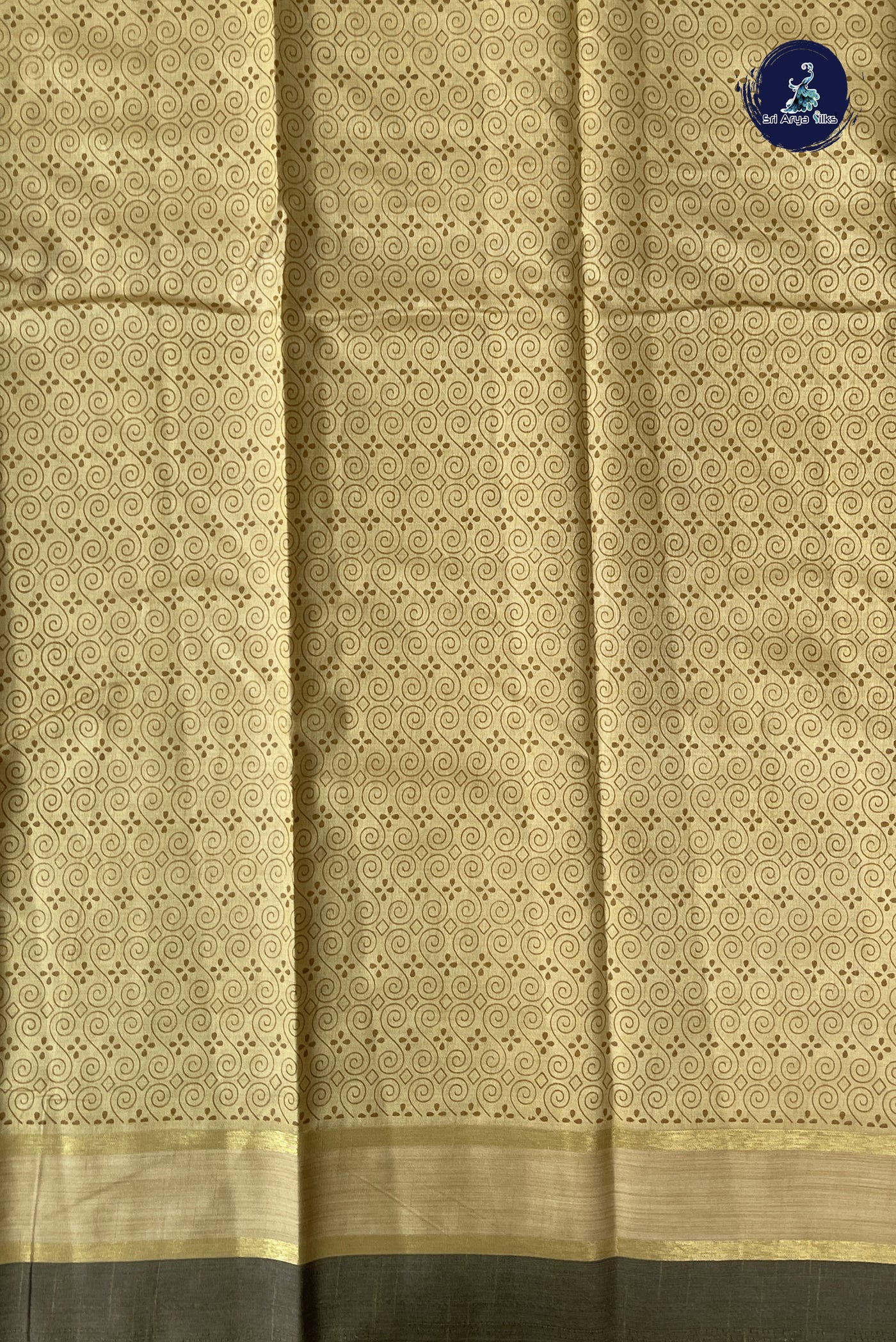 Cream Semi Tussar Saree With Printed Pattern