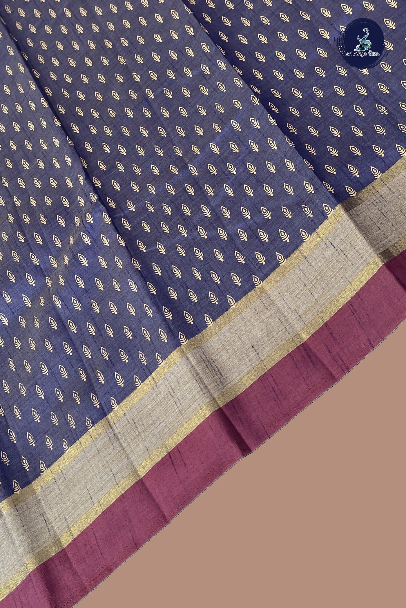 Blue Semi Tussar Saree With Printed Pattern