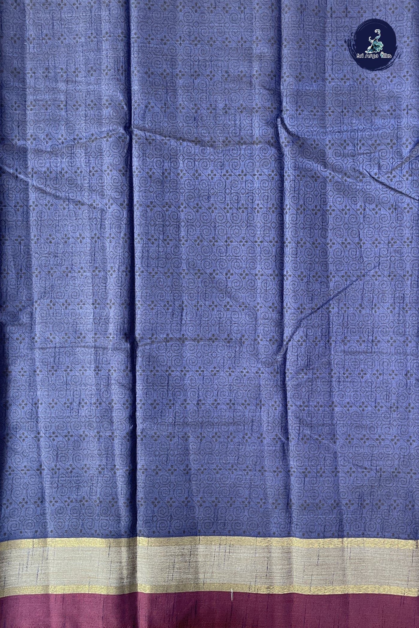 Blue Semi Tussar Saree With Printed Pattern
