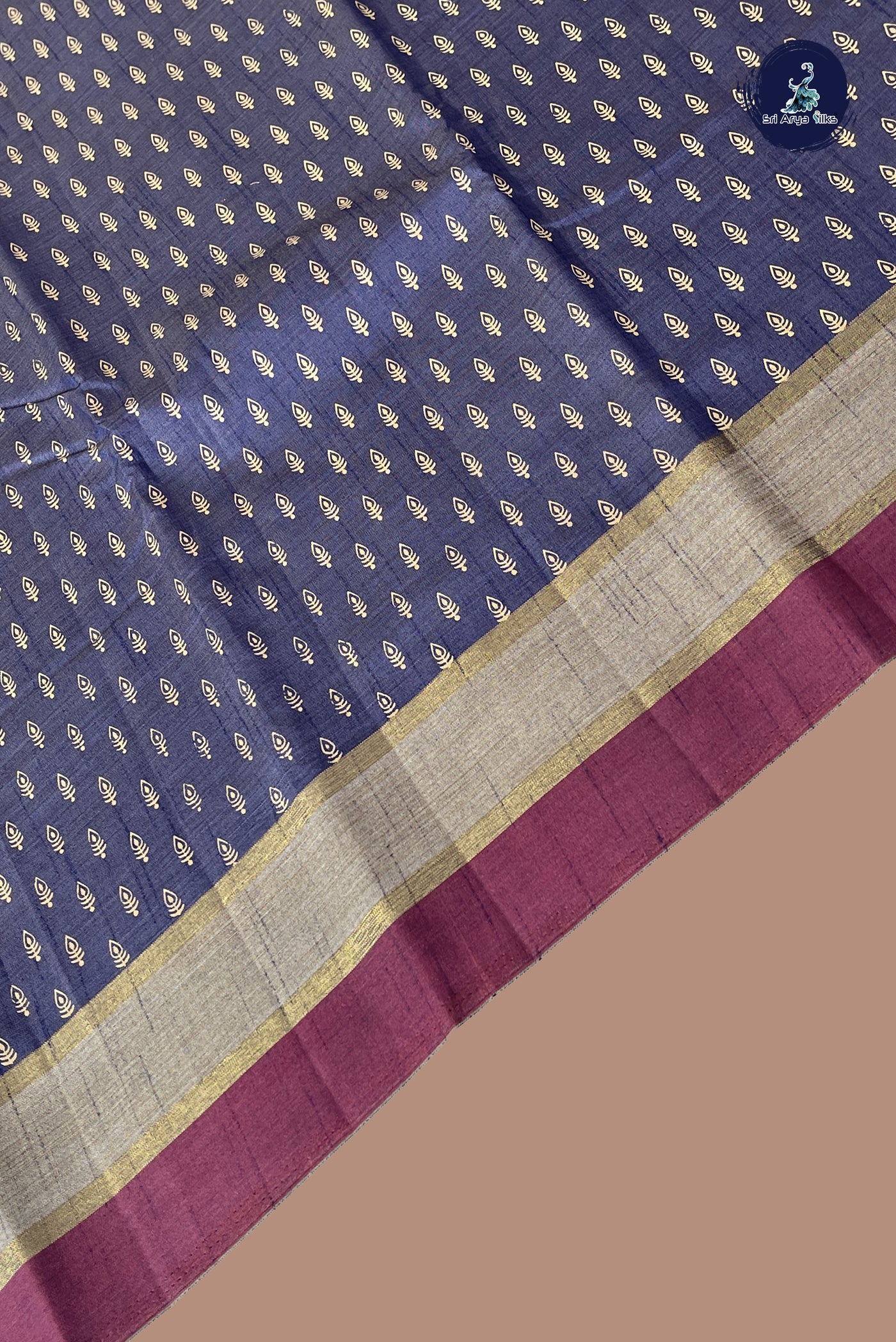 Blue Semi Tussar Saree With Printed Pattern