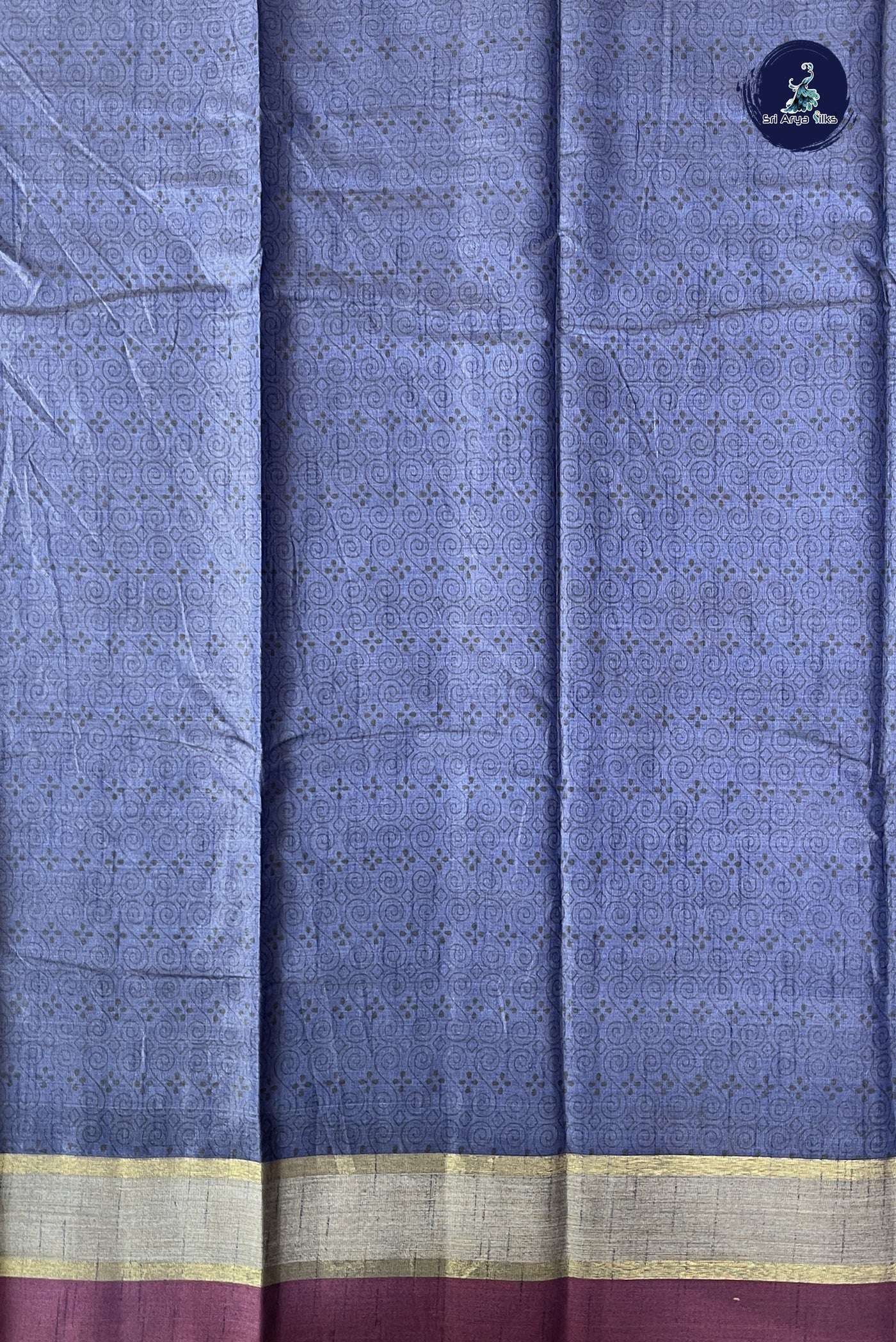 Blue Semi Tussar Saree With Printed Pattern