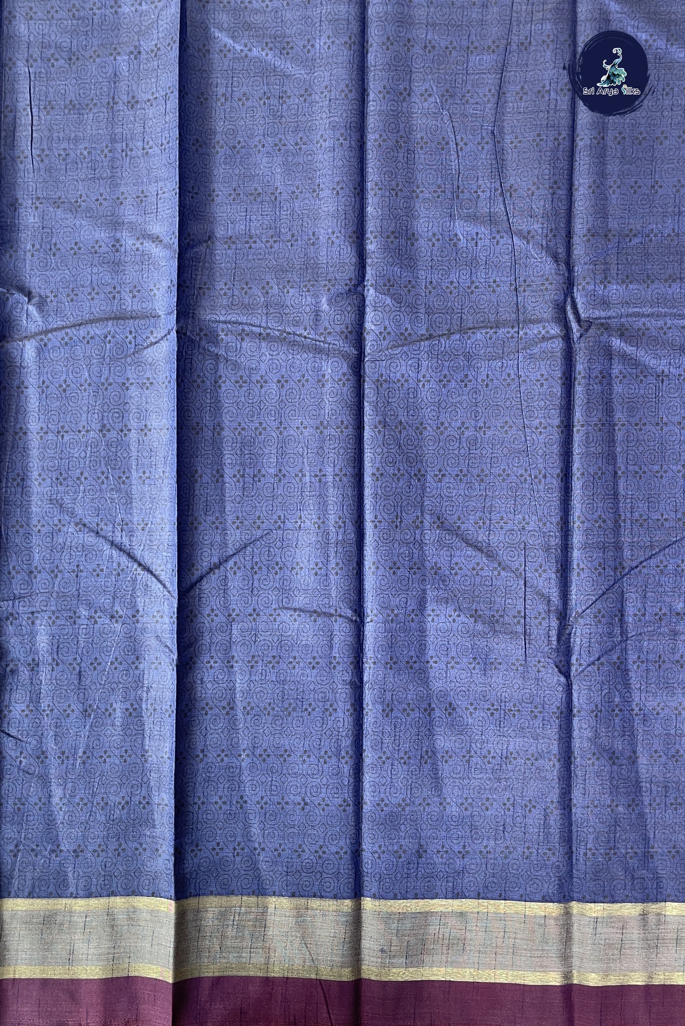 Blue Semi Tussar Saree With Printed Pattern