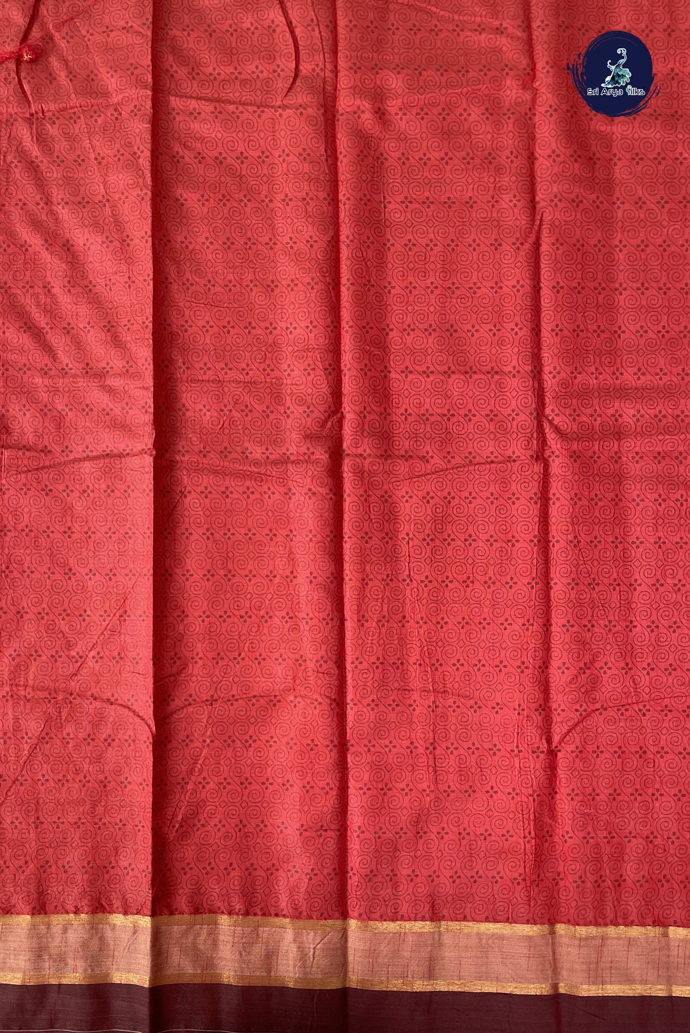 Red Semi Tussar Saree With Printed Pattern