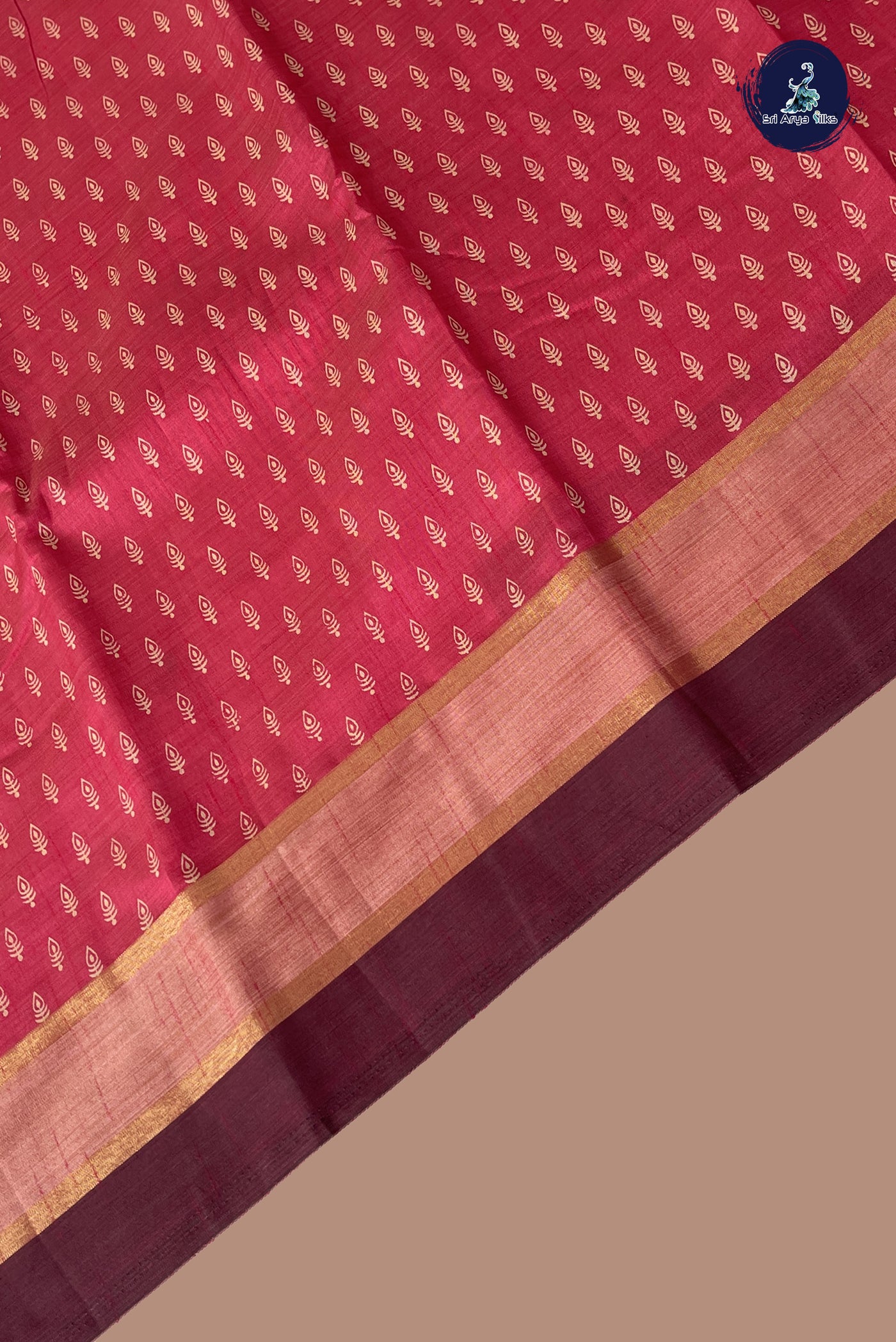Pink Semi Tussar Saree With Printed Pattern