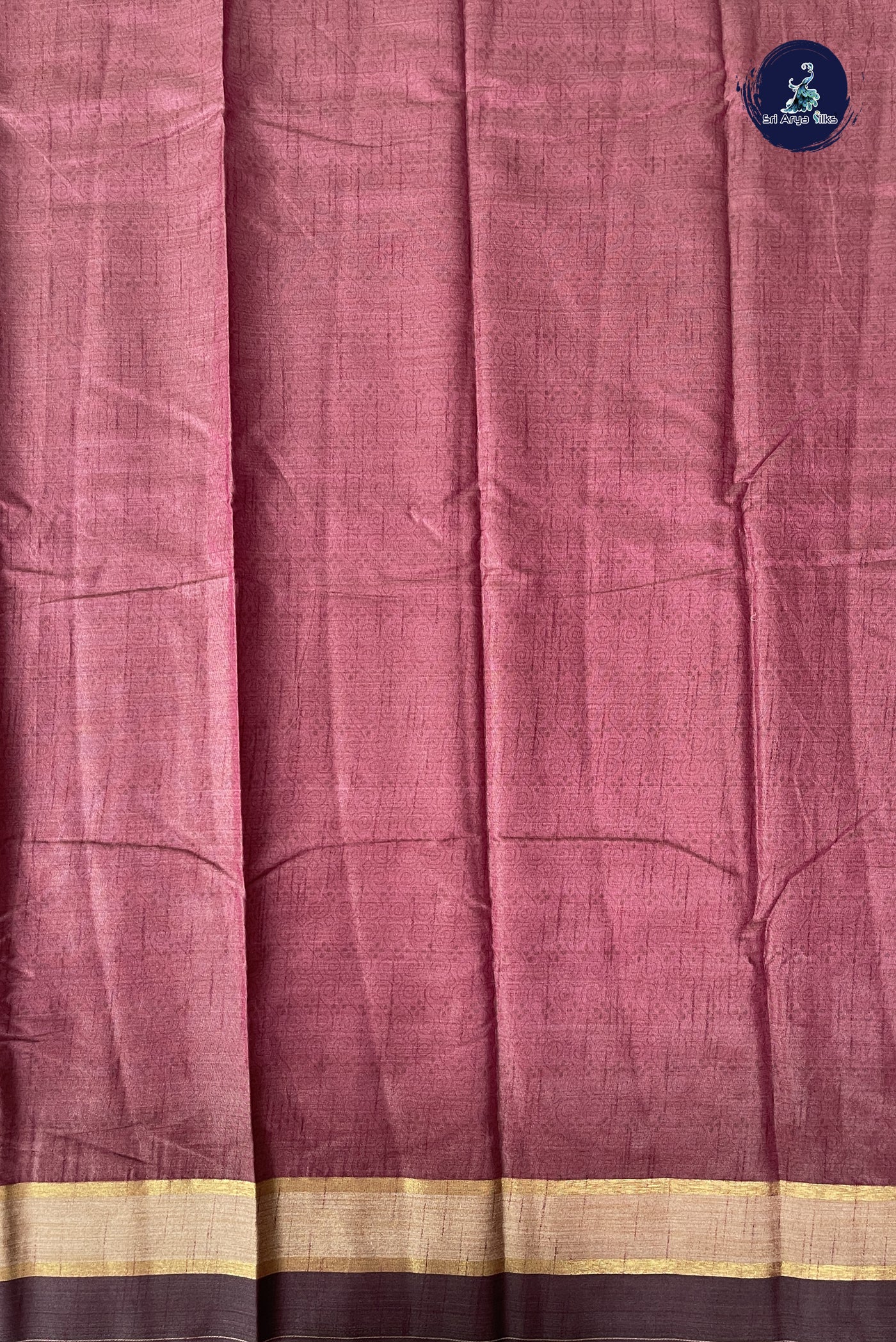 Dual Tone Brown Semi Tussar Saree With Printed Pattern