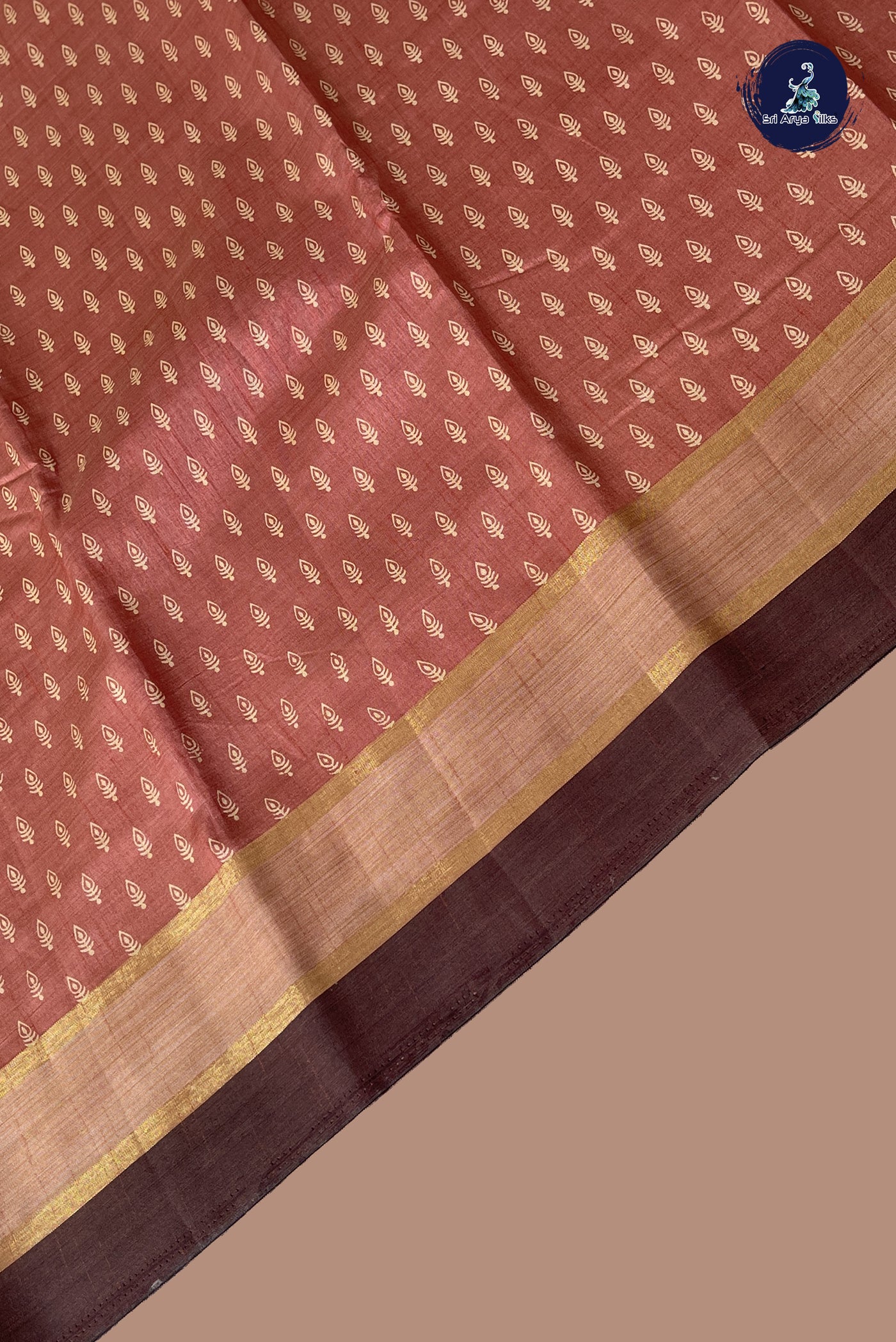Peach Semi Tussar Saree With Printed Pattern