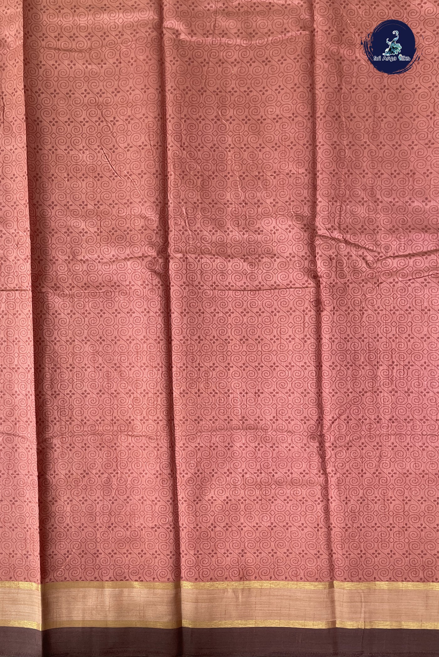 Peach Semi Tussar Saree With Printed Pattern
