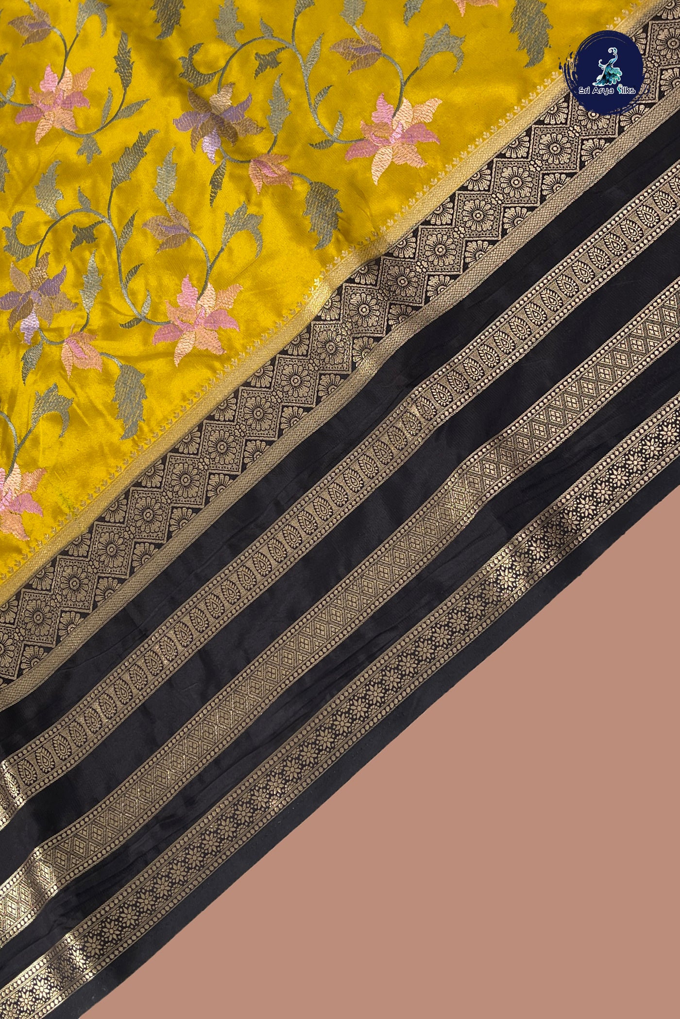 Mustard Yellow Semi Mysore Silk With Embroidery Pattern