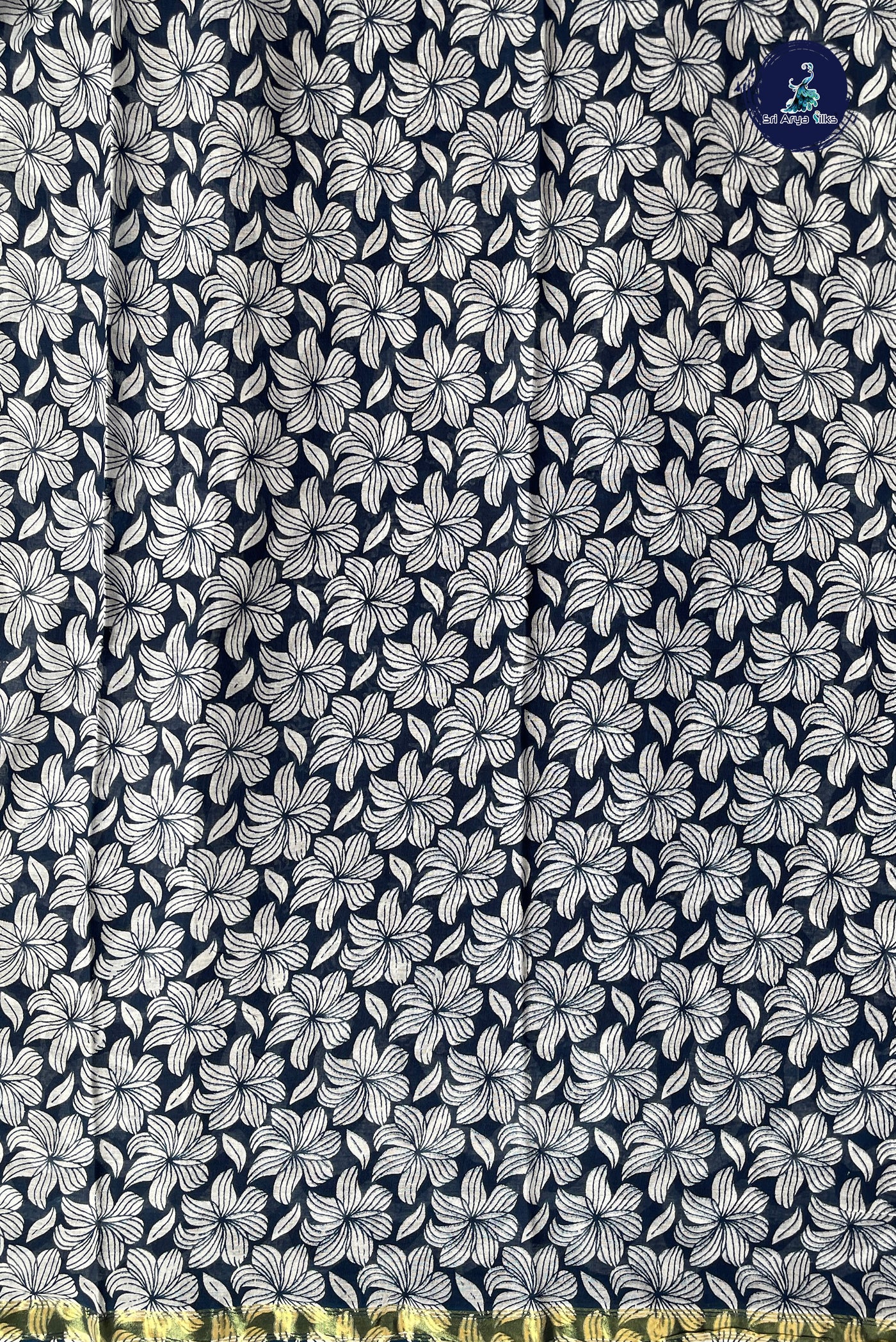 Blue Cotton Saree With Printed Pattern