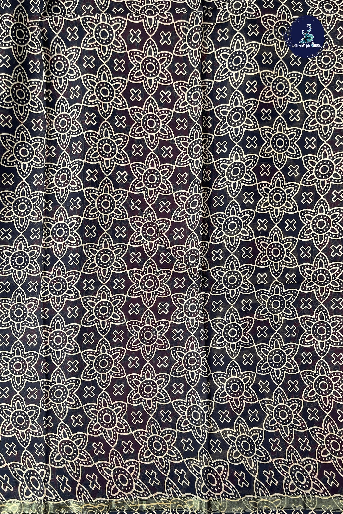 Black Cotton Saree With Printed Pattern
