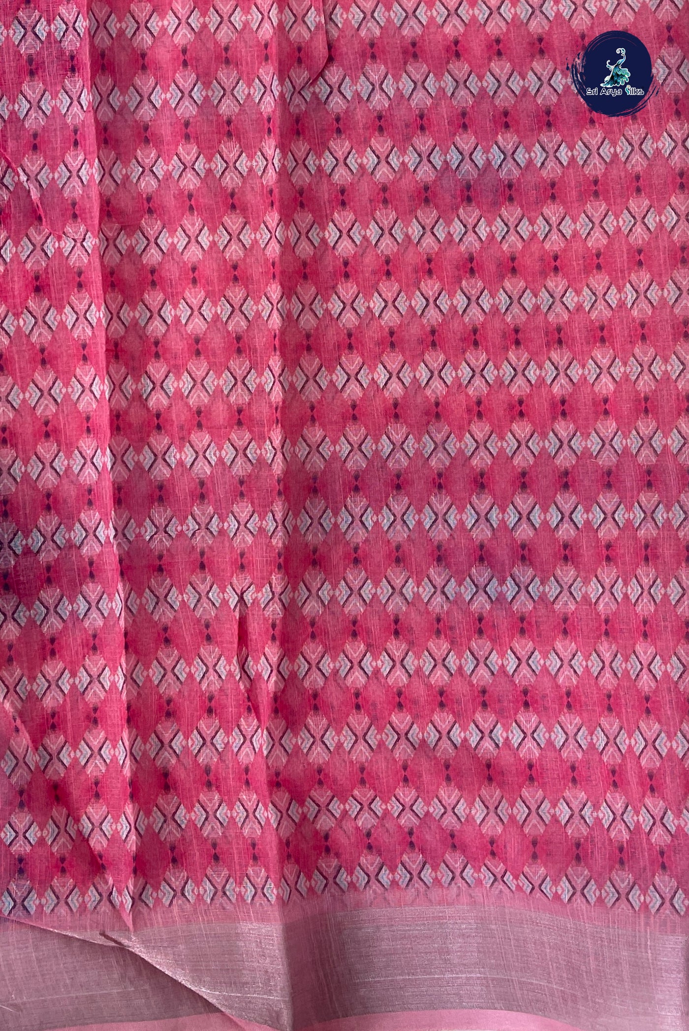 Multi Colour Linen Saree With Printed Pattern