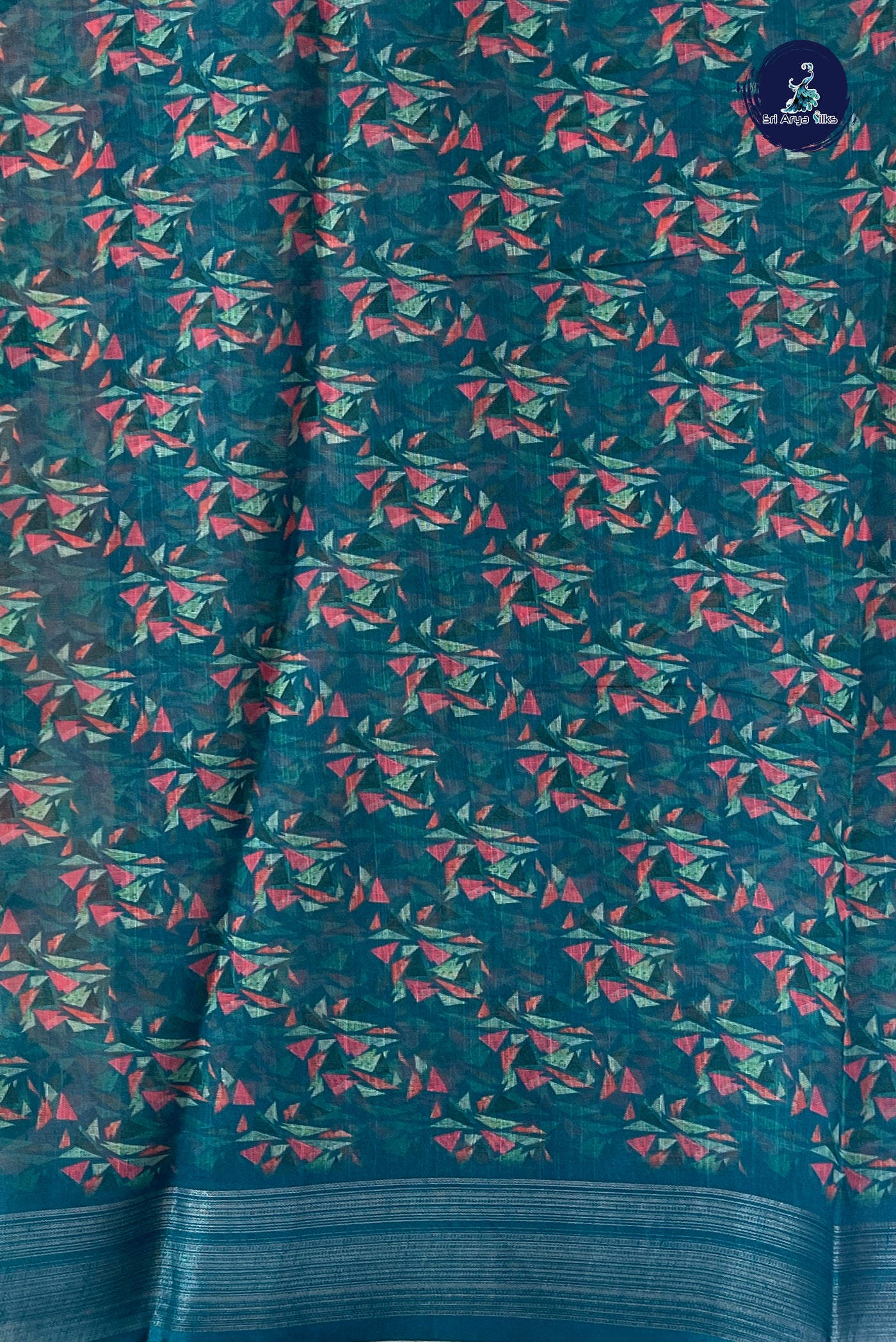 Multi Colour Linen Saree With Printed Pattern