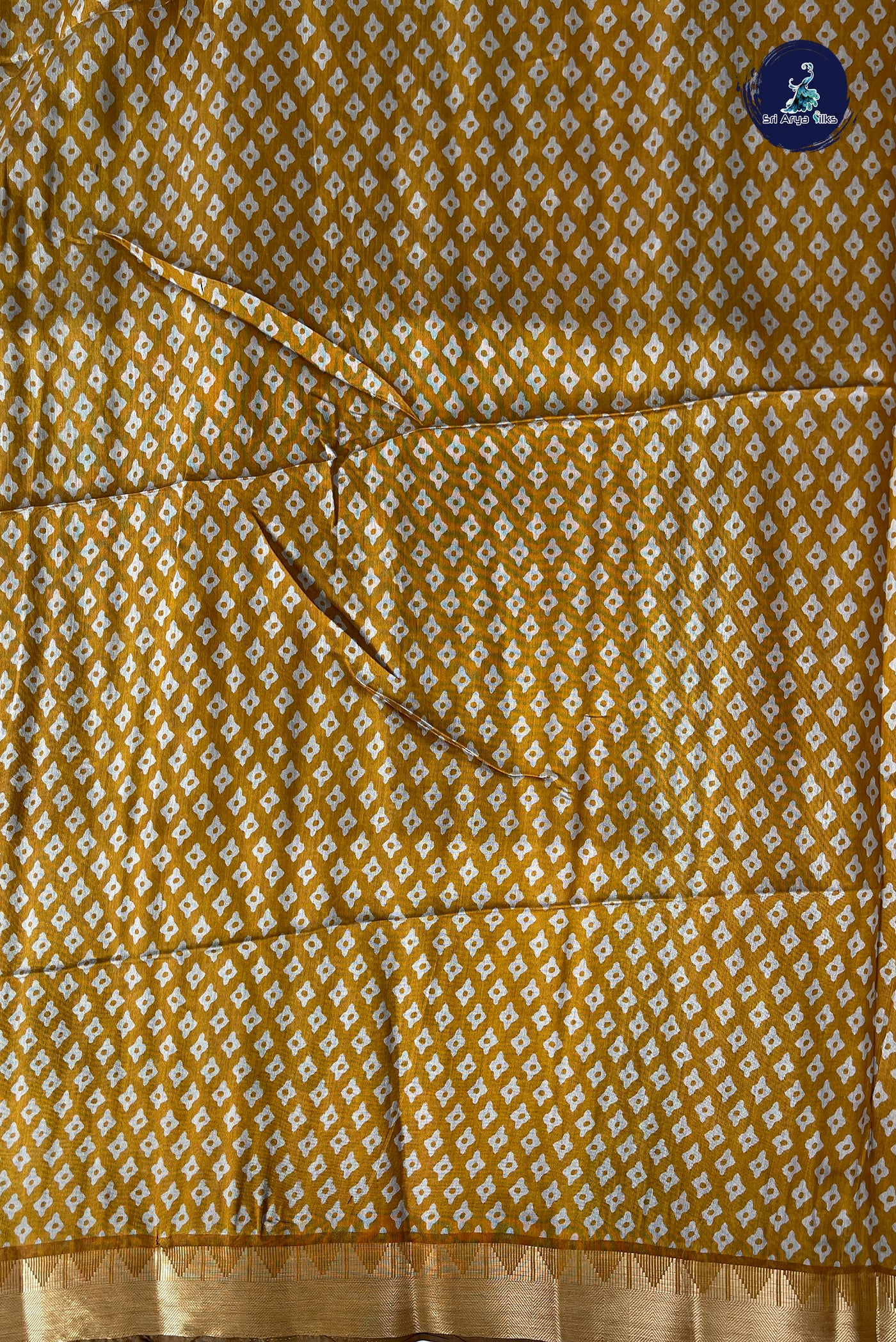 Green Semi Chanderi Saree With Printed Pattern