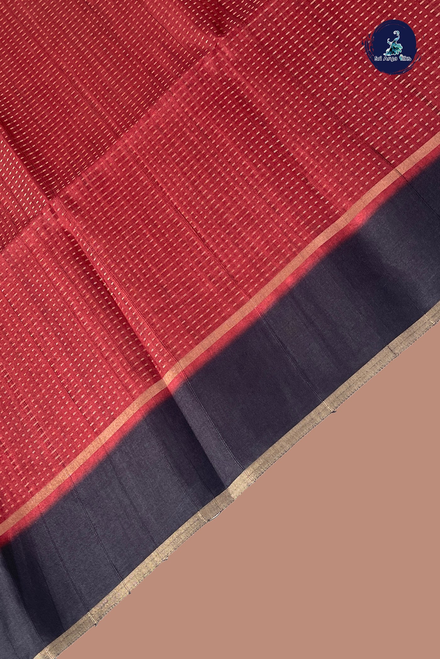 Rust Semi Tussar Saree With Zari Woven Pattern