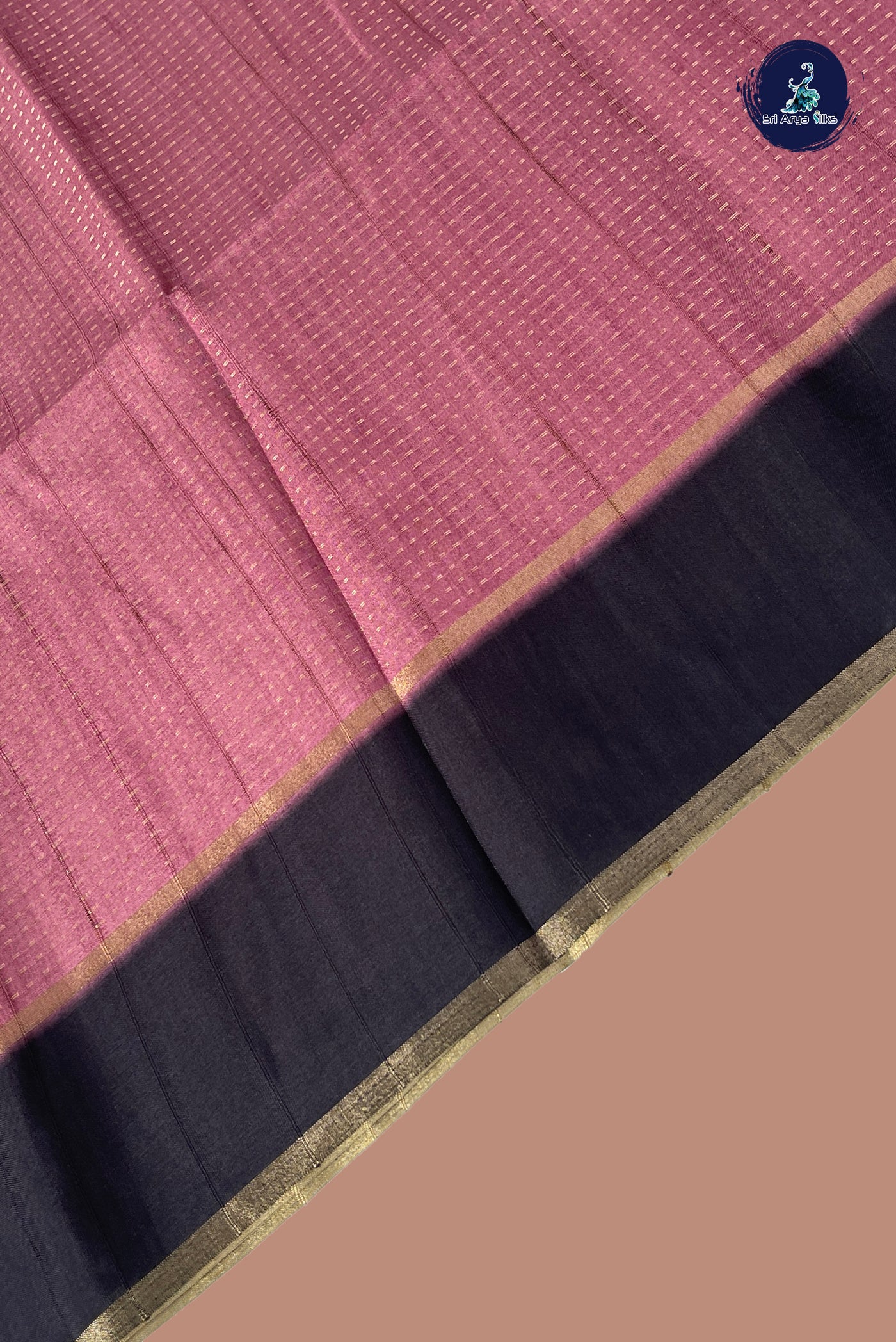 Mauve Semi Tussar Saree With Zari Woven Pattern