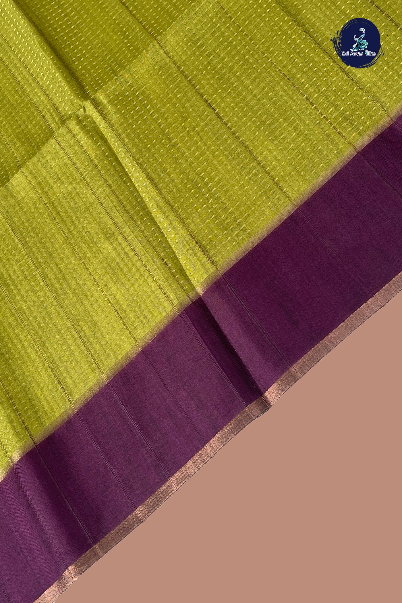 Green Semi Tussar Saree With Zari Woven Pattern