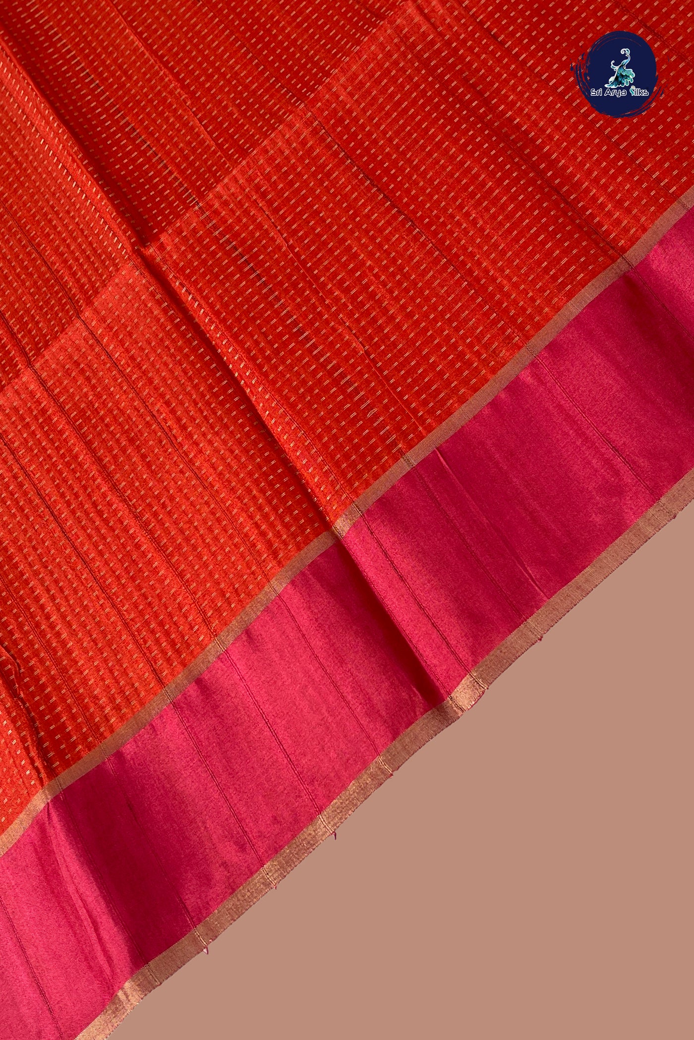 Orange Semi Tussar Saree With Zari Woven Pattern