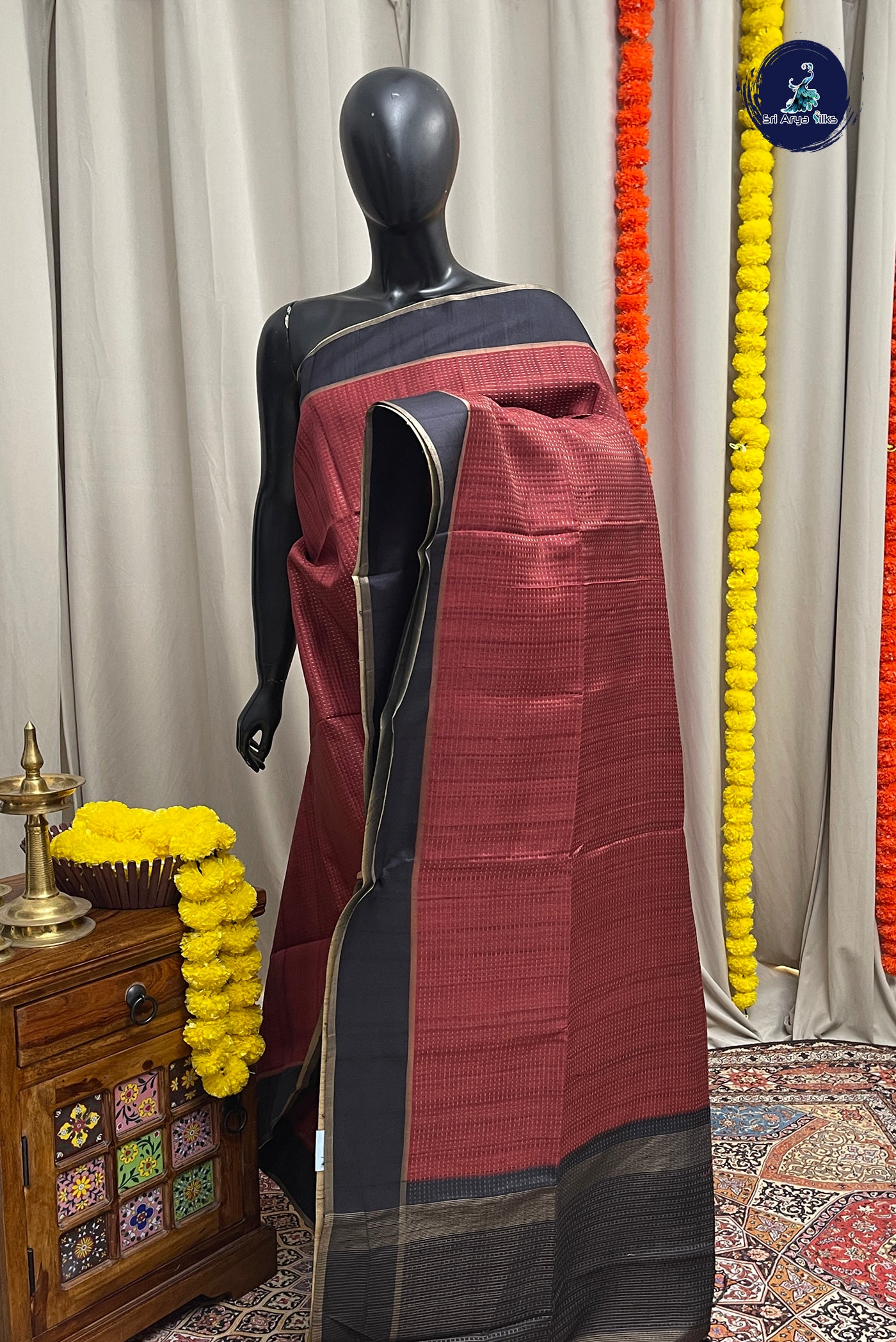 Brown Semi Tussar Saree With Zari Woven Pattern
