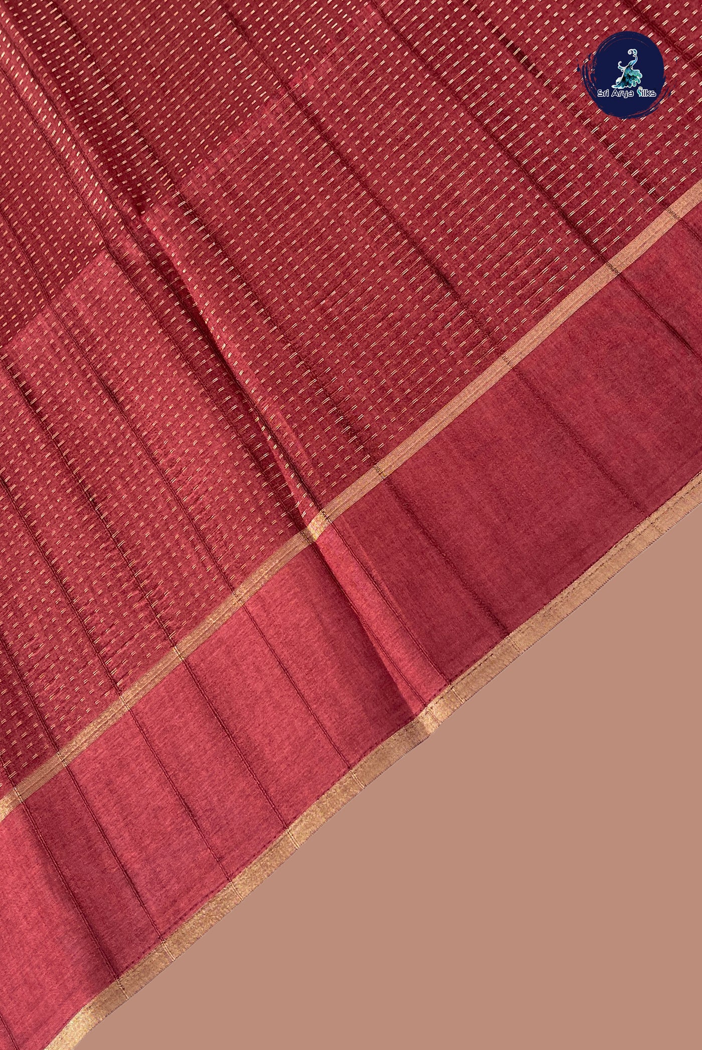 Maroon Semi Tussar Saree With Zari Woven Pattern
