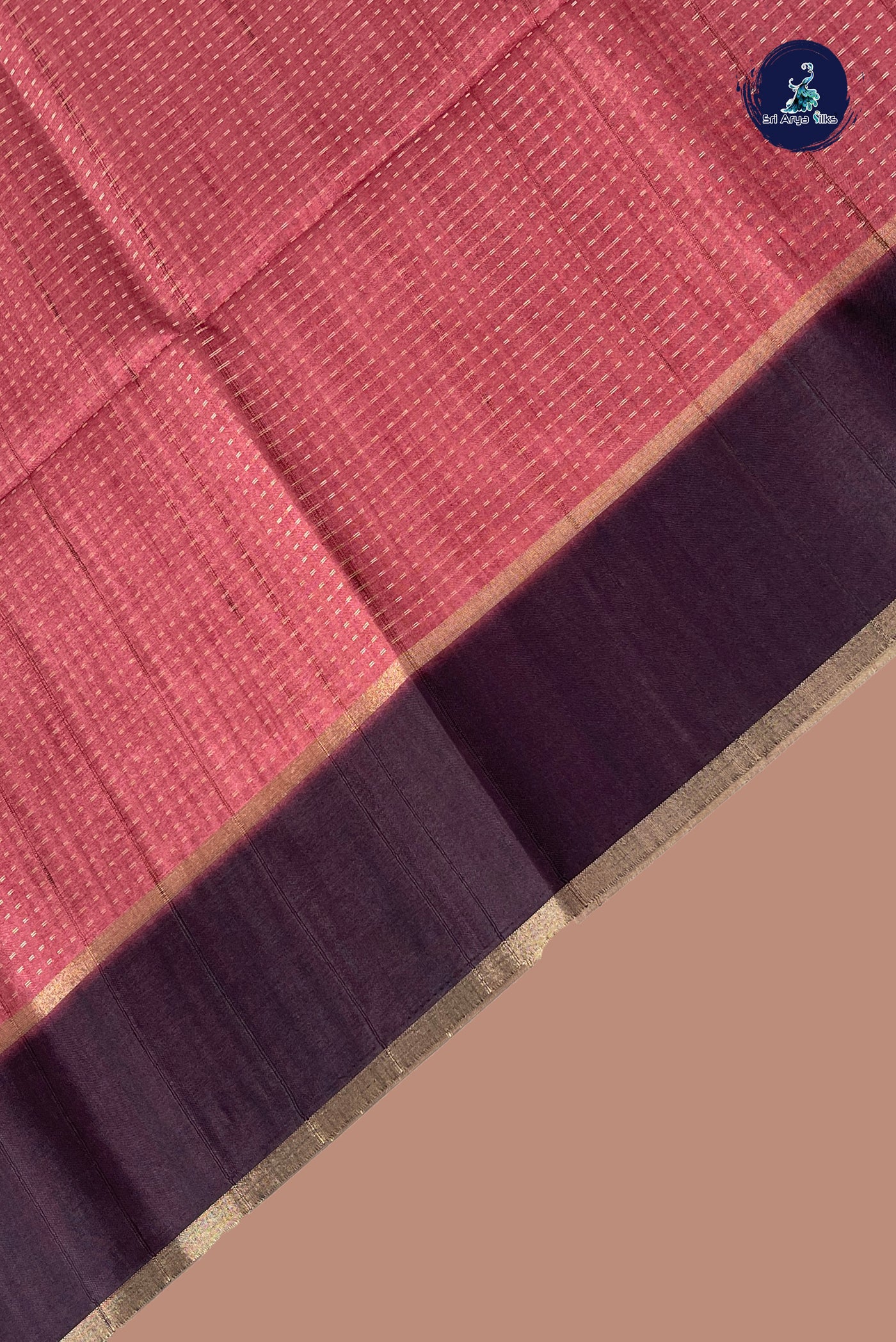 Caramel Shade Semi Tussar Saree With Zari Woven Pattern