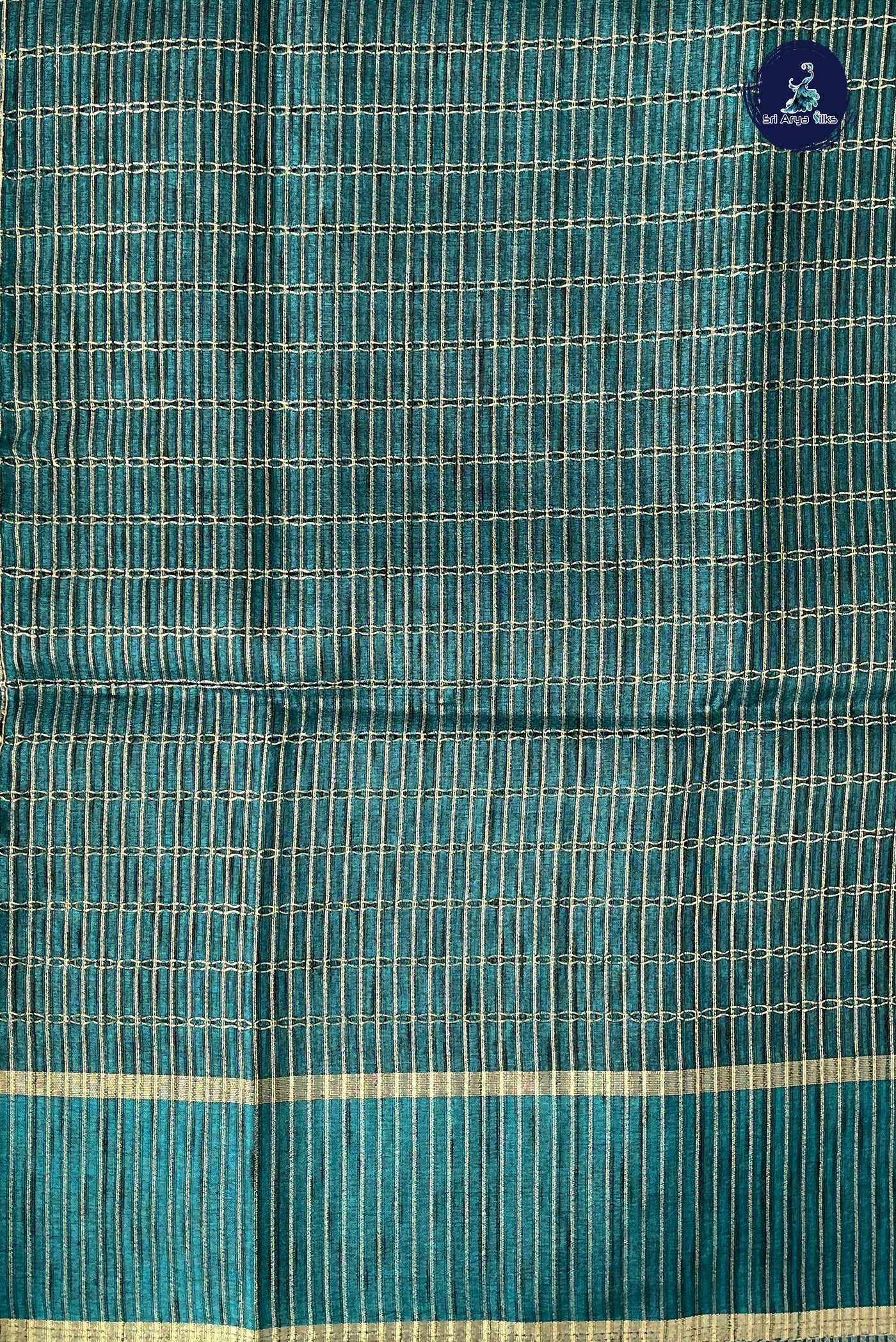 Green Semi Tussar Saree With Zari Woven Pattern
