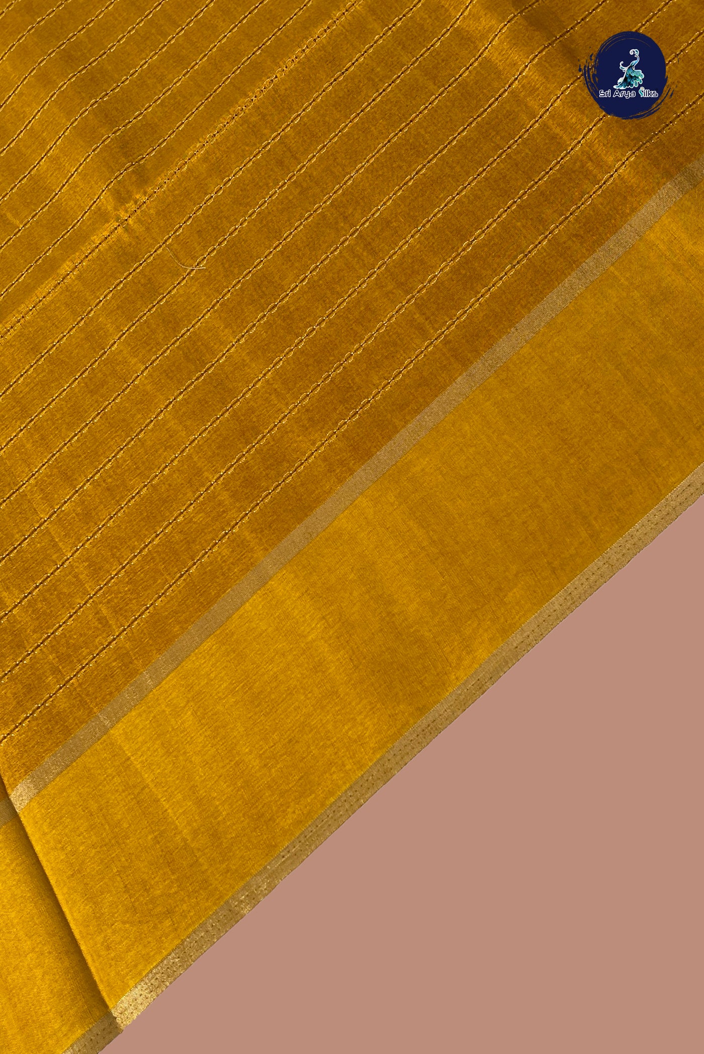Mustard Yellow Semi Tussar Saree With Zari Woven Pattern