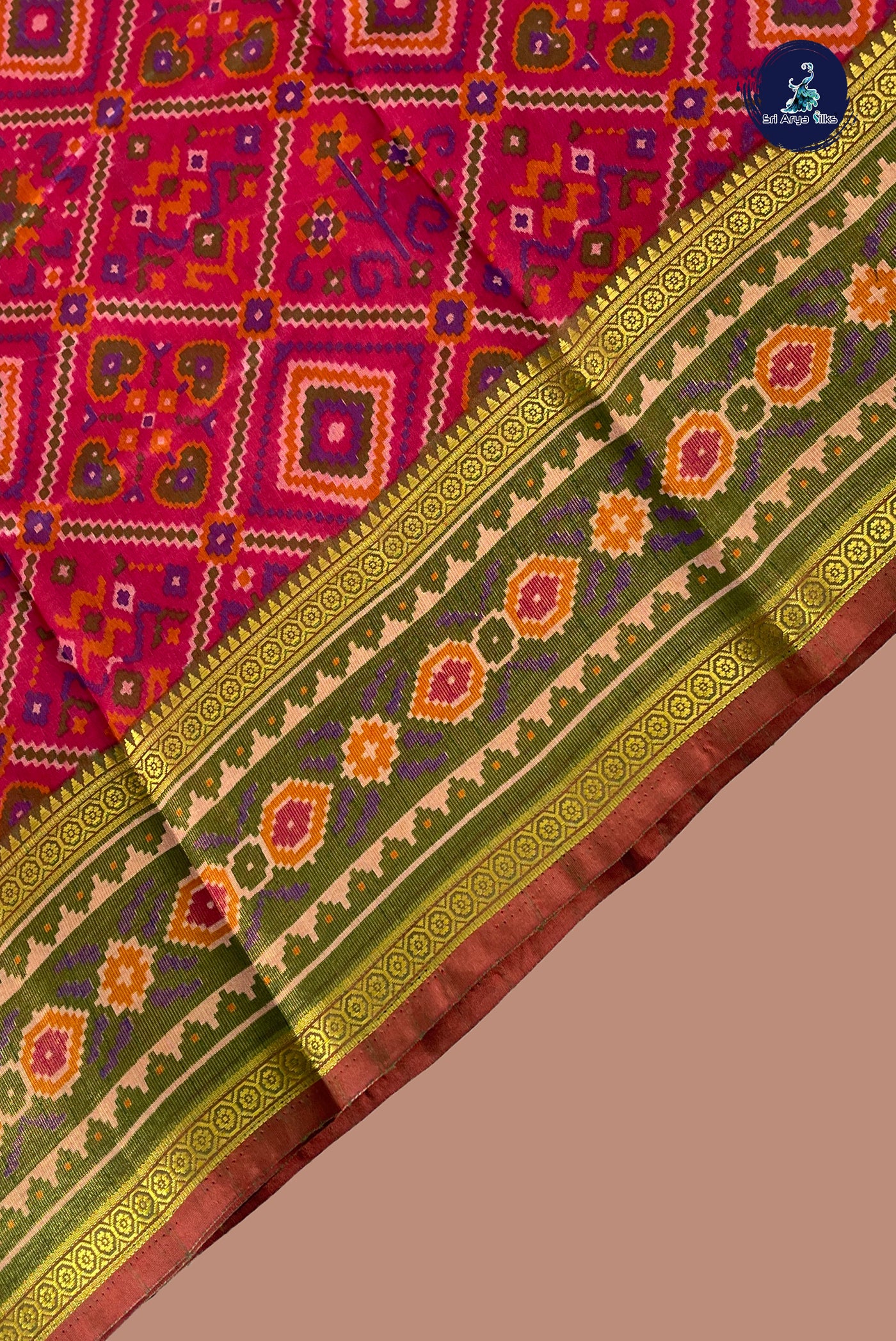 Pink Semi Pattola Saree With Ikat Pattern