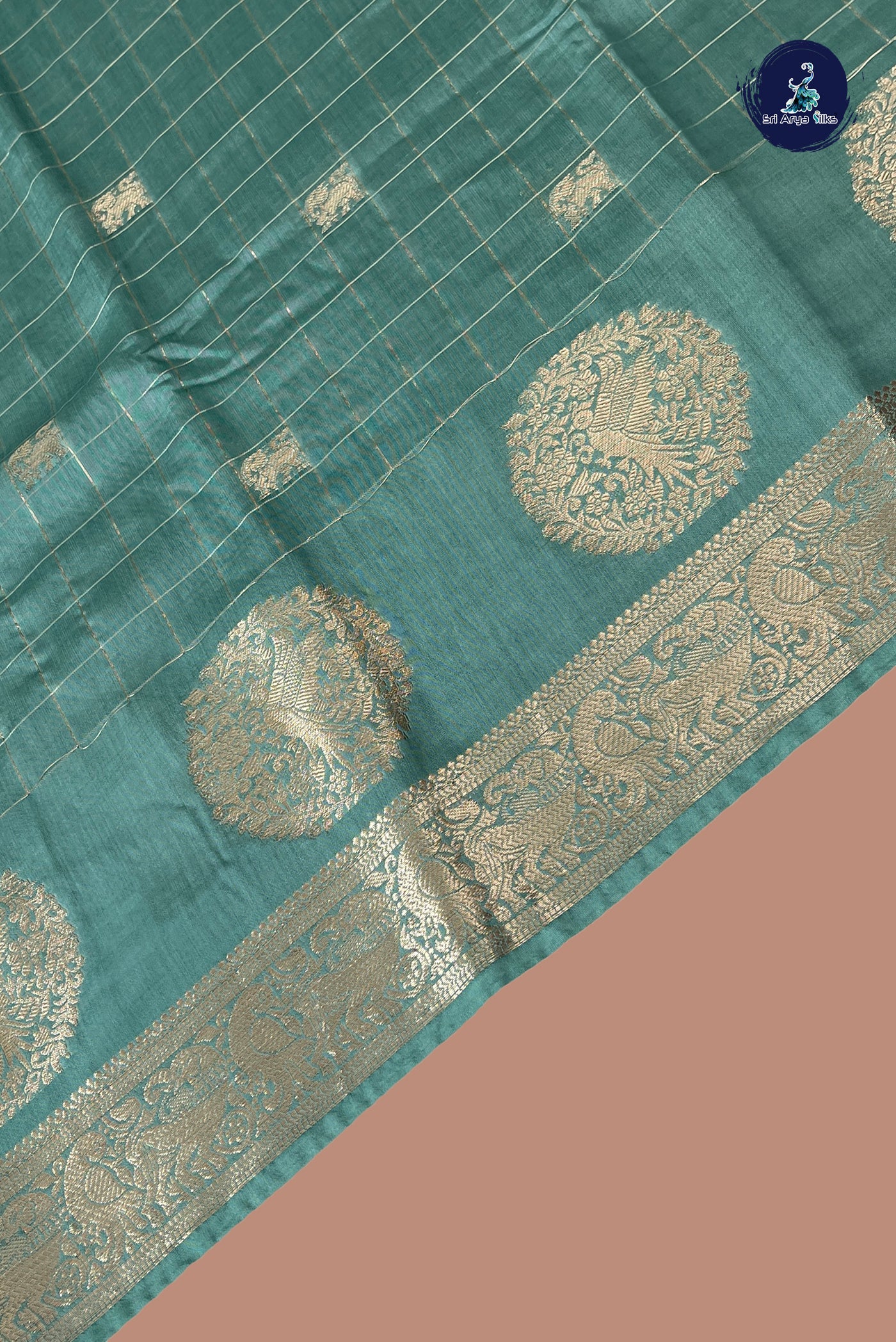 Pastel Shade Semi Mysore Silk With Zari Checked Pattern