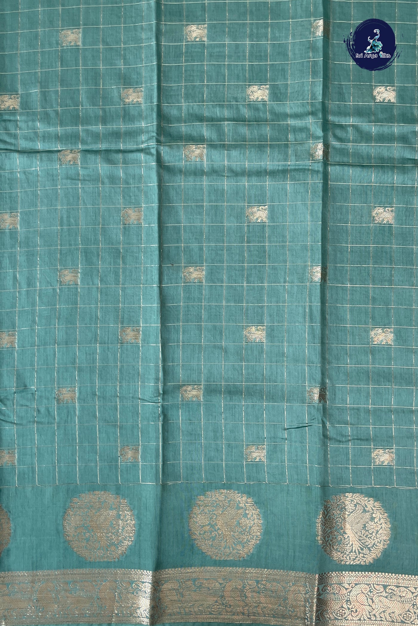 Pastel Shade Semi Mysore Silk With Zari Checked Pattern