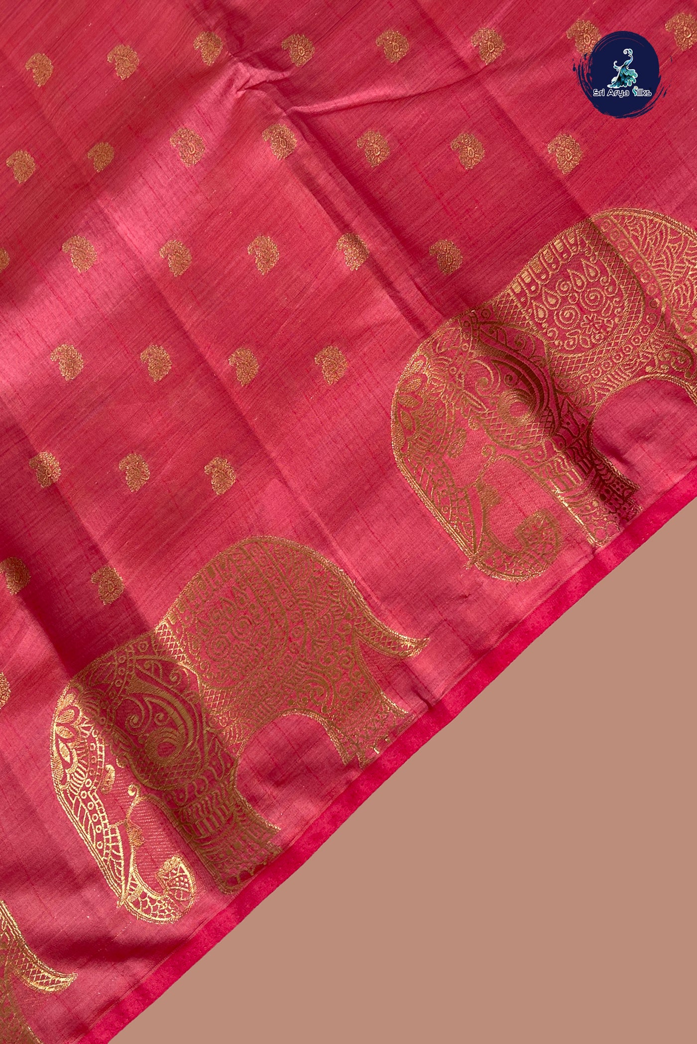 Pink Semi Tussar Saree With Zari Buttas Pattern