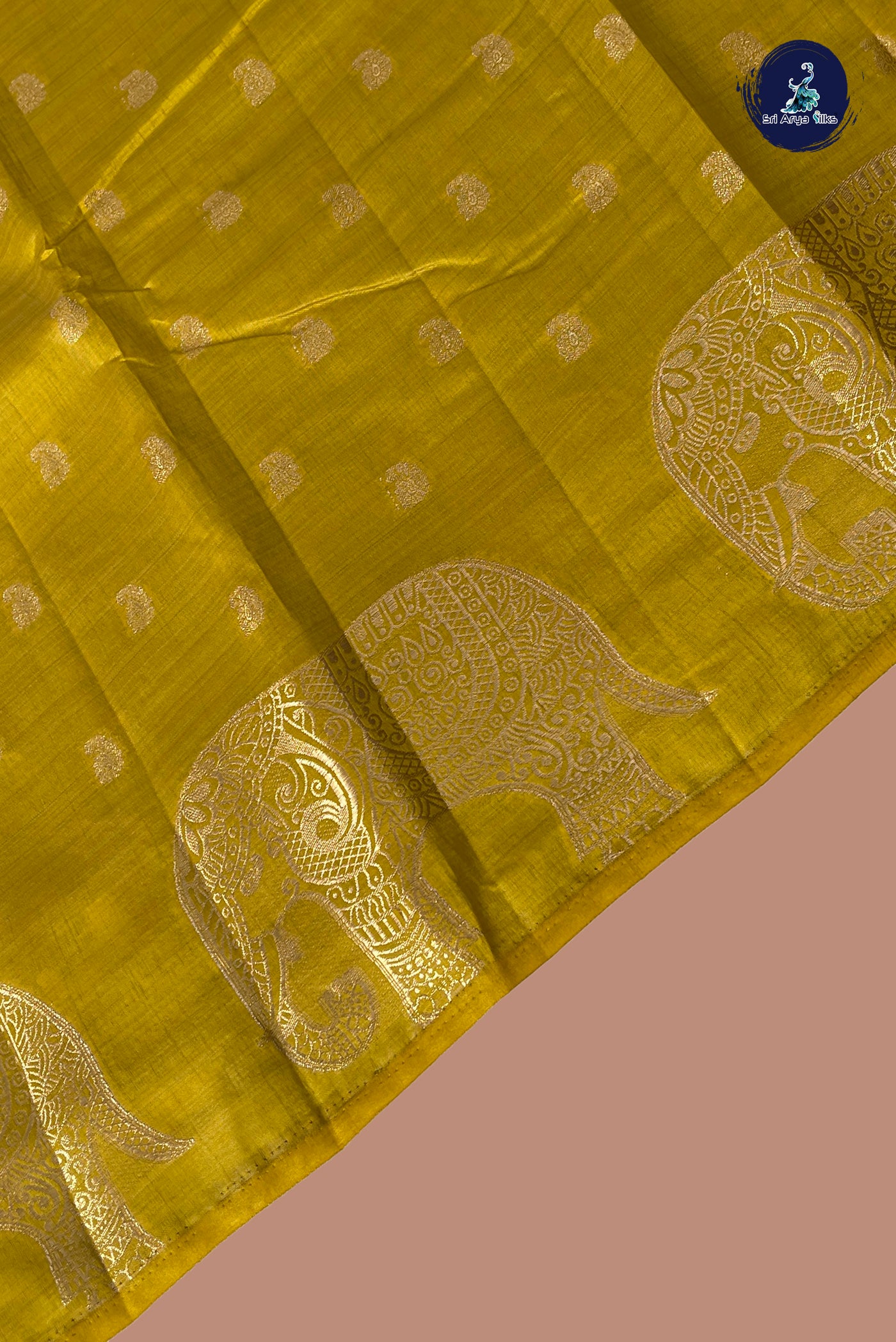 Yellow Semi Tussar Saree With Zari Buttas Pattern