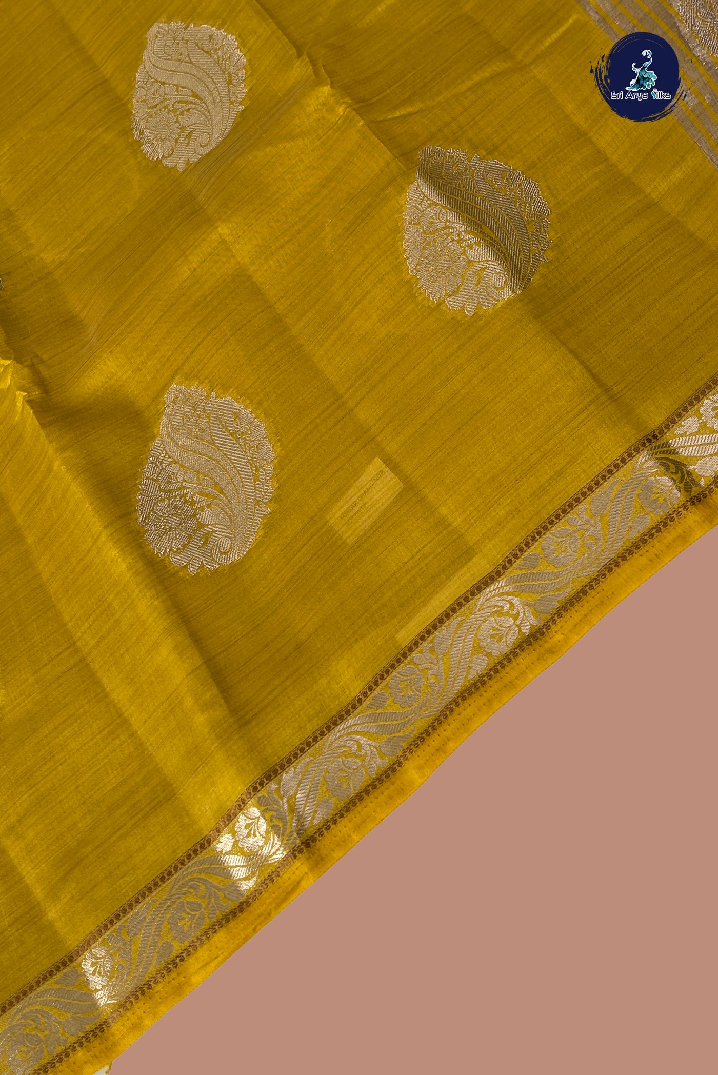 Yellow Semi Tussar Saree With Zari Buttas Pattern