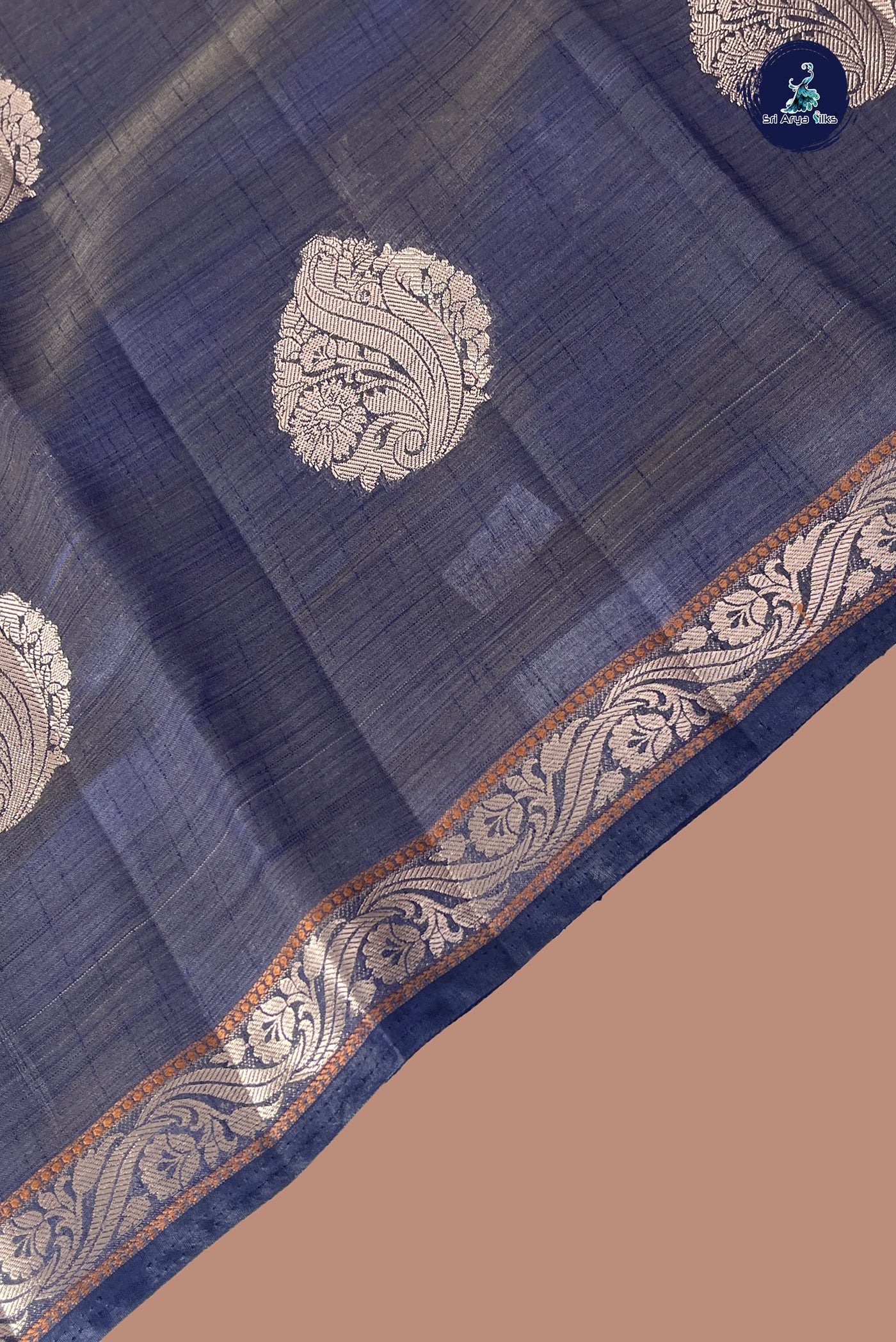 Blue Semi Tussar Saree With Zari Buttas Pattern