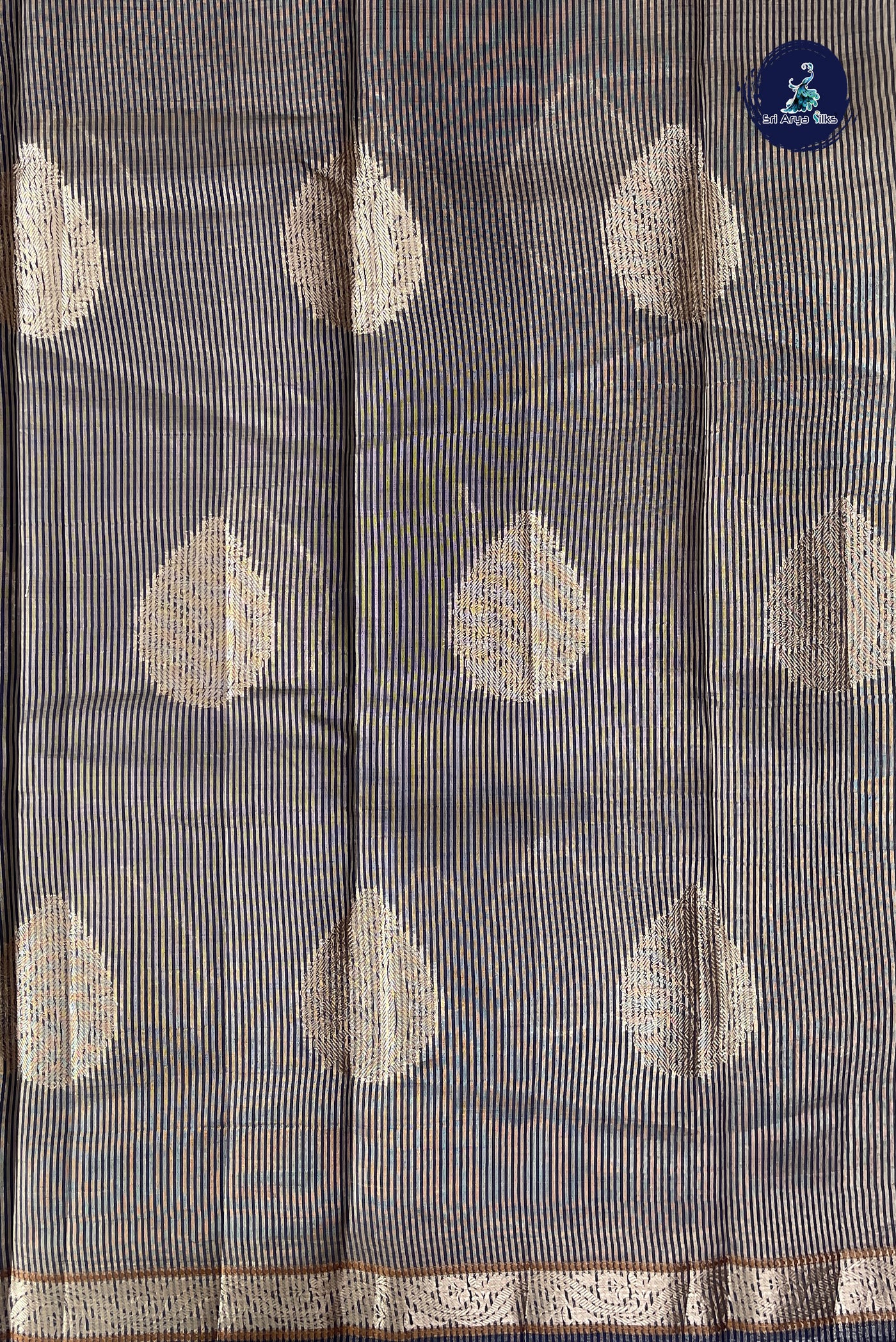 Blue Semi Tussar Saree With Zari Buttas Pattern
