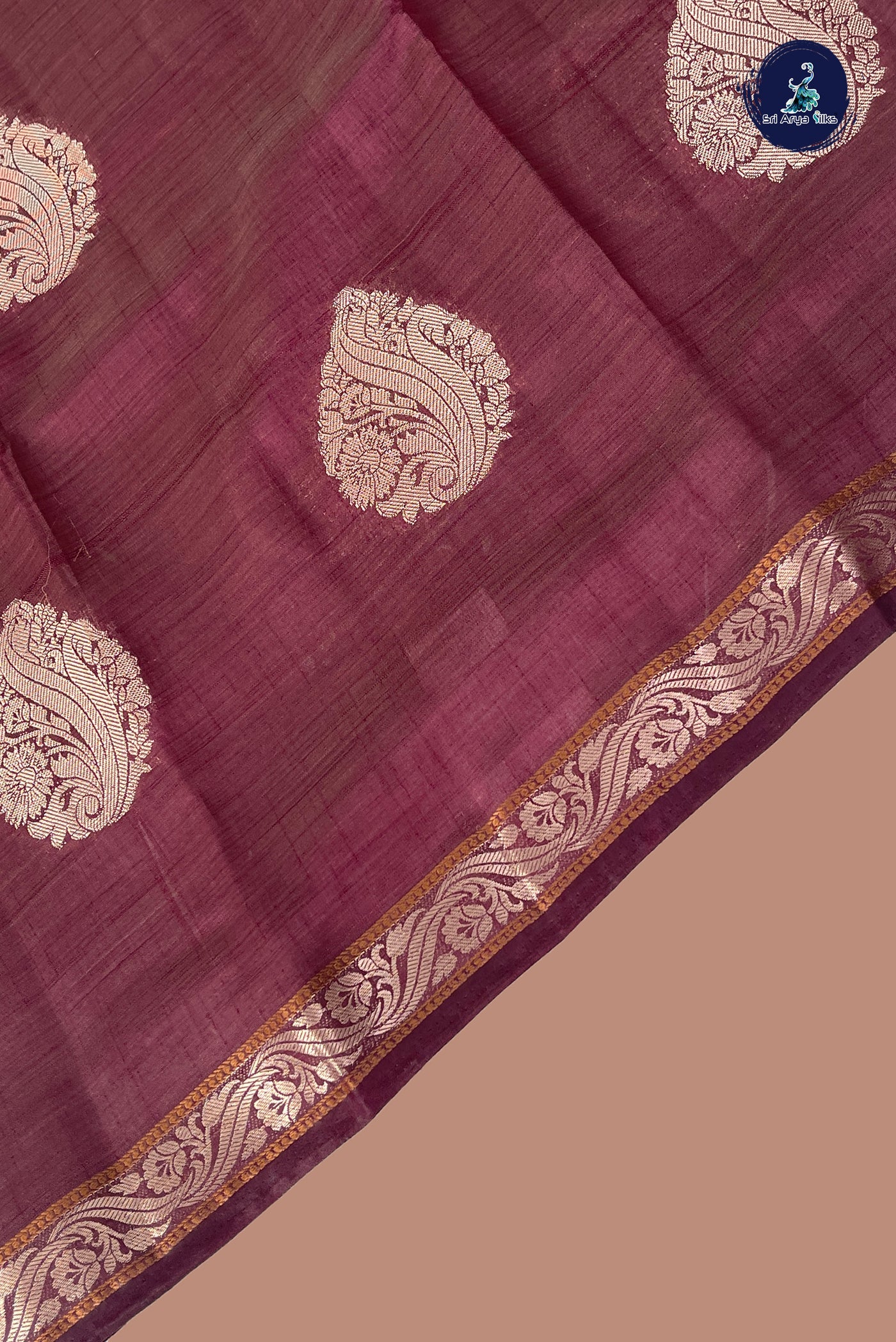 Brown Semi Tussar Saree With Zari Buttas Pattern
