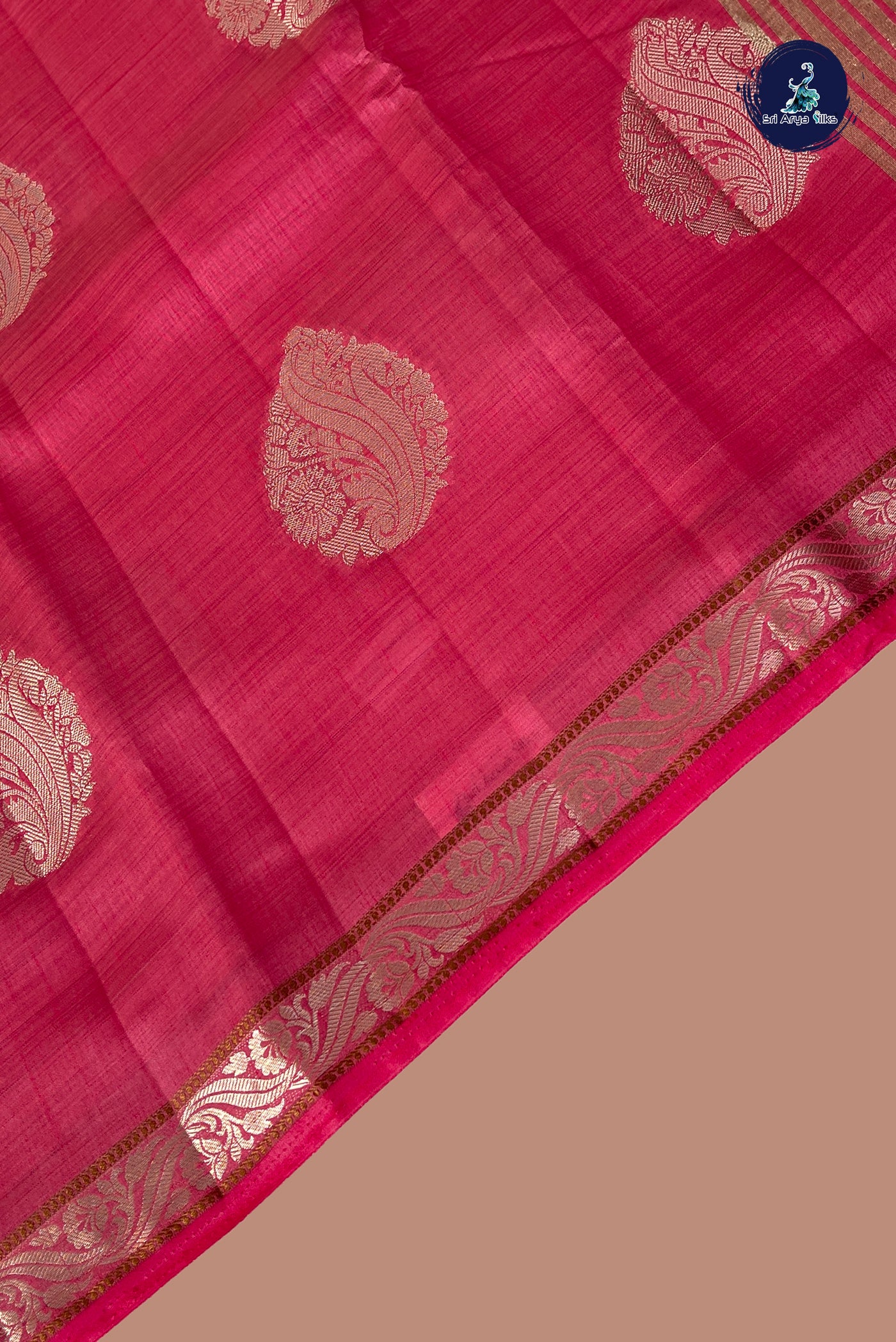 Light Pink Semi Tussar Saree With Zari Buttas Pattern